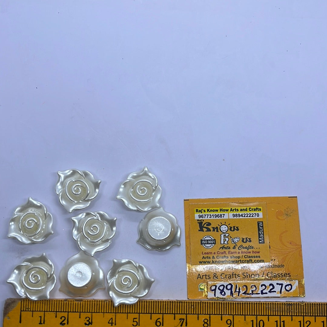 Pure white acrylic pearl flatback rose flower 50g