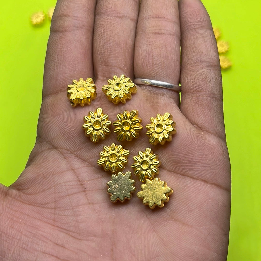 10mm  golden flower beads more than 25pc