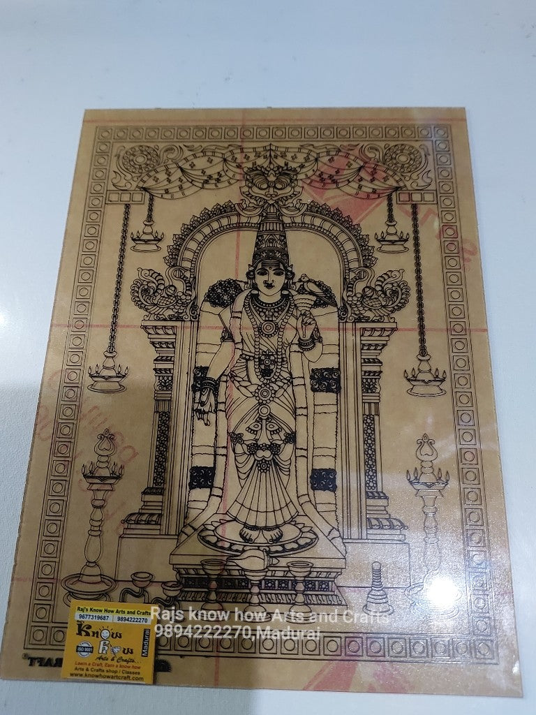 Madurai Meenakshi Tanjore reverse fibre glass painting