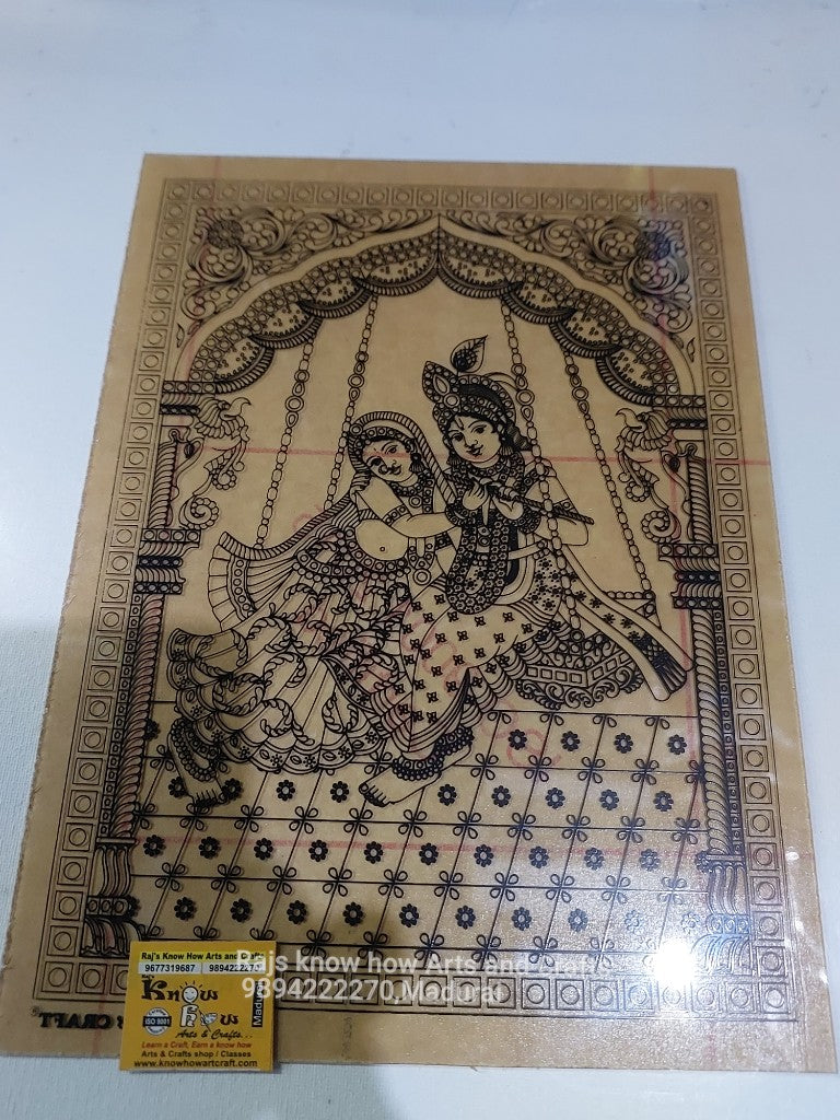 Krishna swing Oonjal Tanjore reverse fibre glass painting