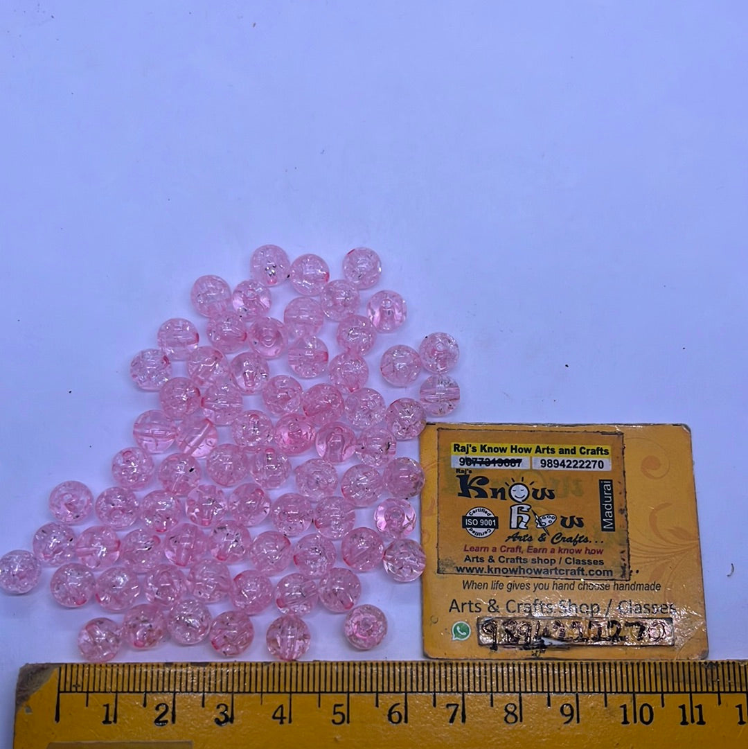 Crystal round beads pink 50g