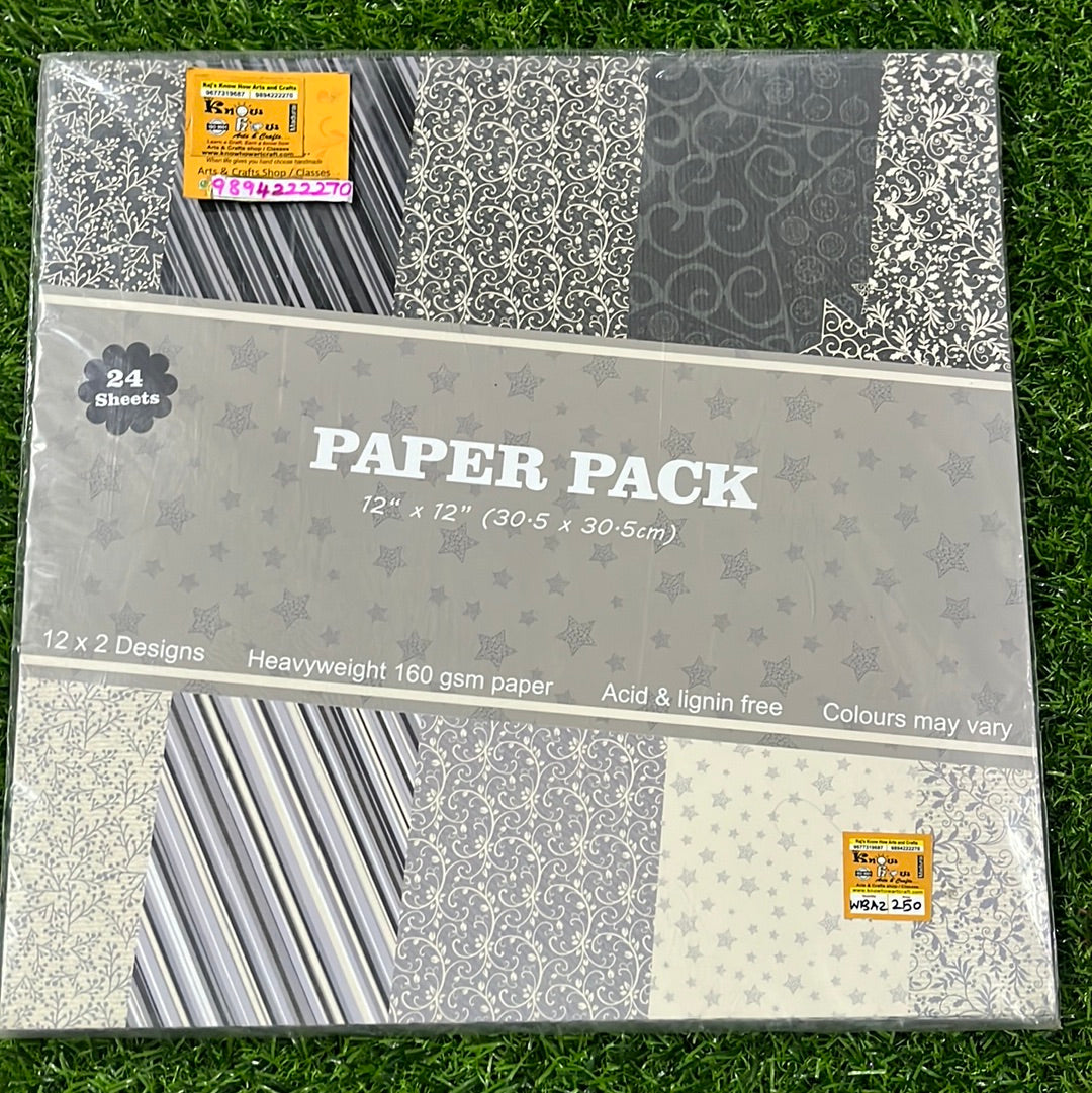 Paper pack 12*12 12x2 design 160gsm 24sheets