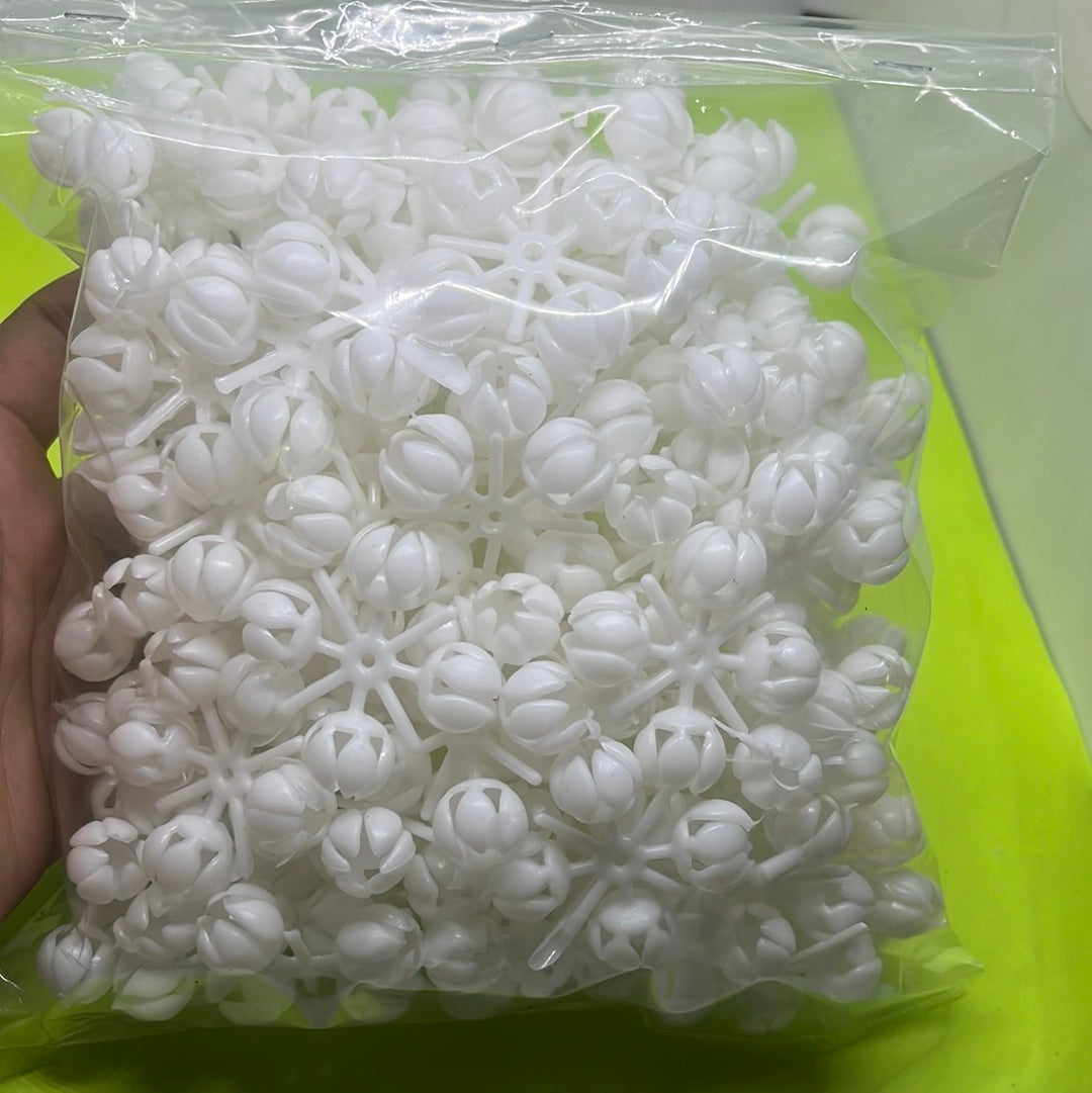Acrylic white plastic jasmine flower 100g in a pack KnowHowArtCraft