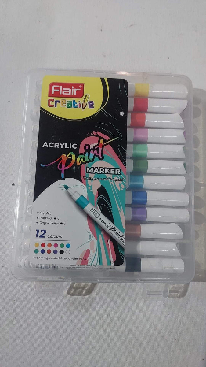 FLAIR CREATIVE ACRYLIC PAINT MARKER PEN (12 SHADES), POP ABSTRACT GRAPHIC  ART