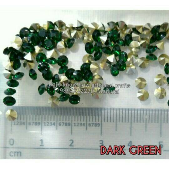 DARK GREEN Glass AD stones-50 piece approximately in a pack