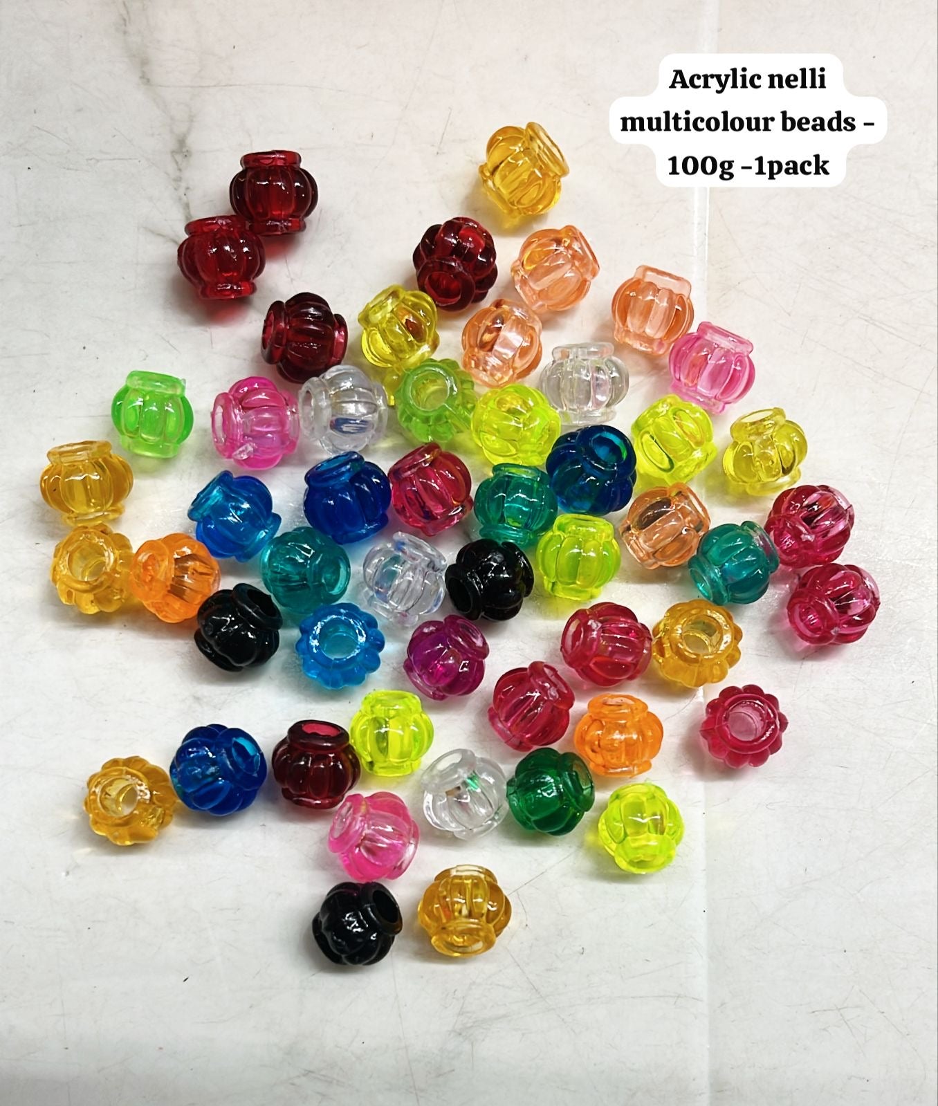 Acrylic multicolour nelli beads 100g -1pack