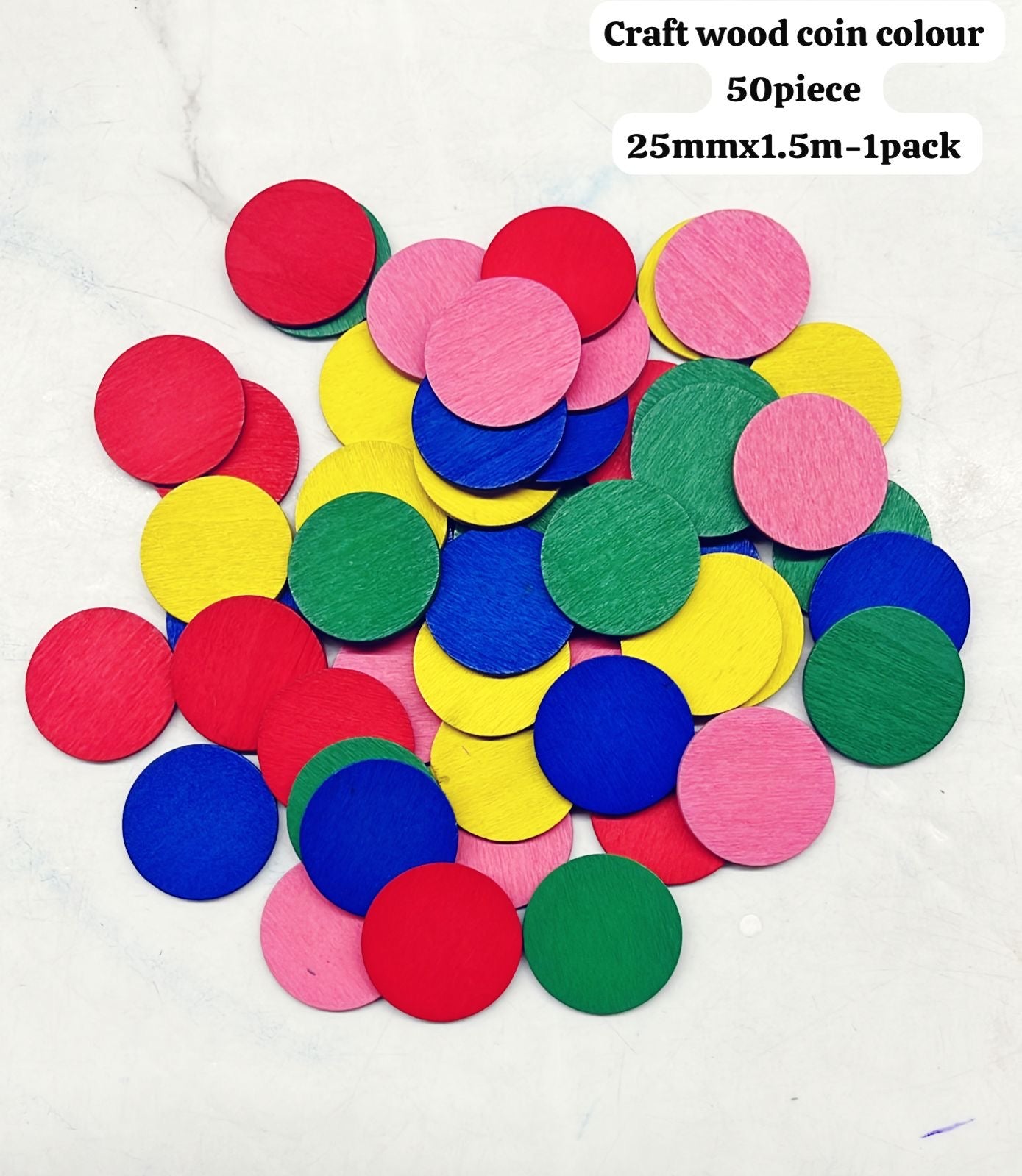 Craft wood coin colour 50piece 25mmx1.5m in a 1pack/MG6405