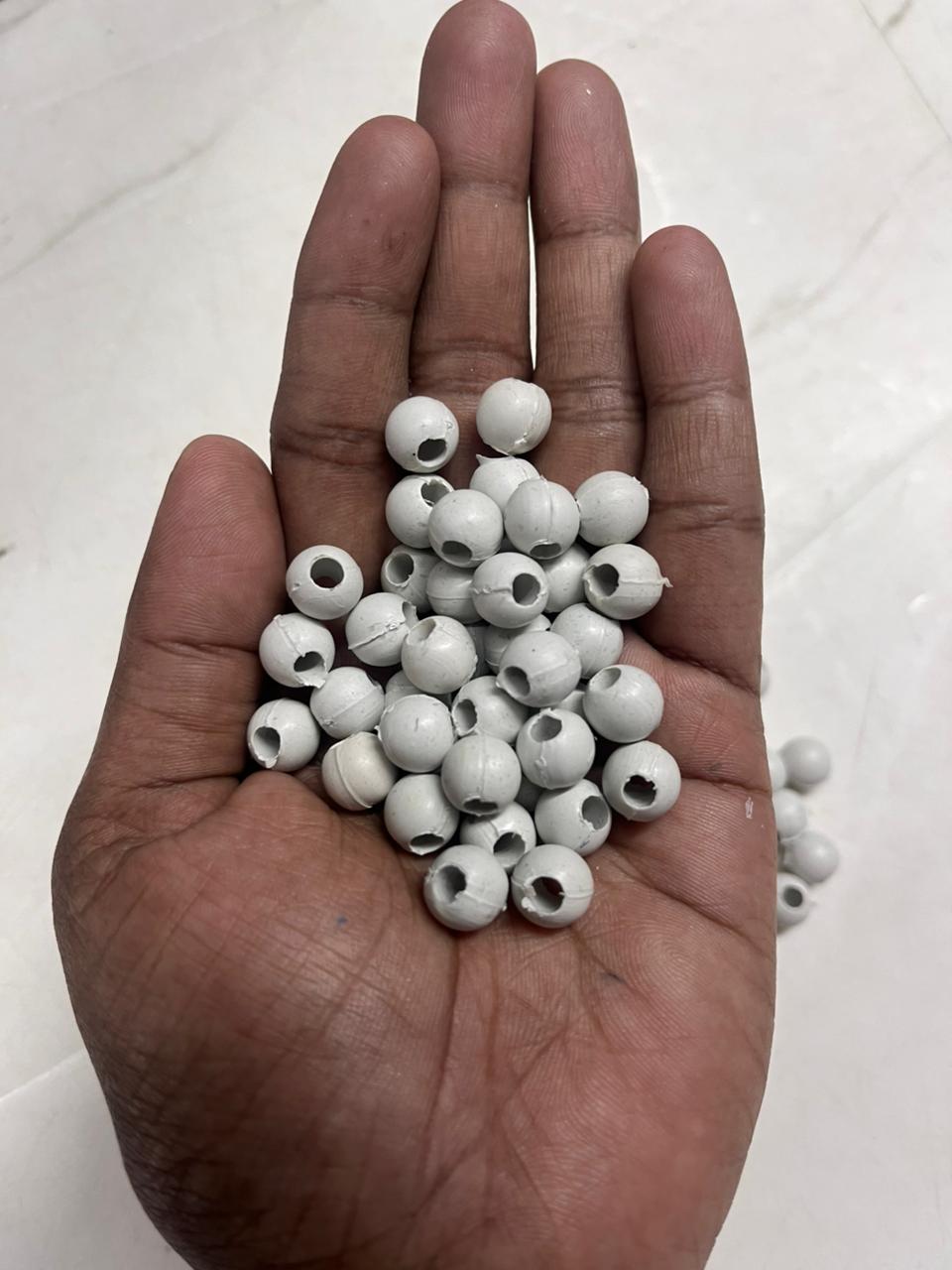 White plastic bead 8 MM 100Gram