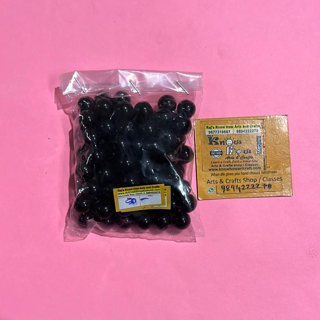 10mm black Glass Beads 50g pack