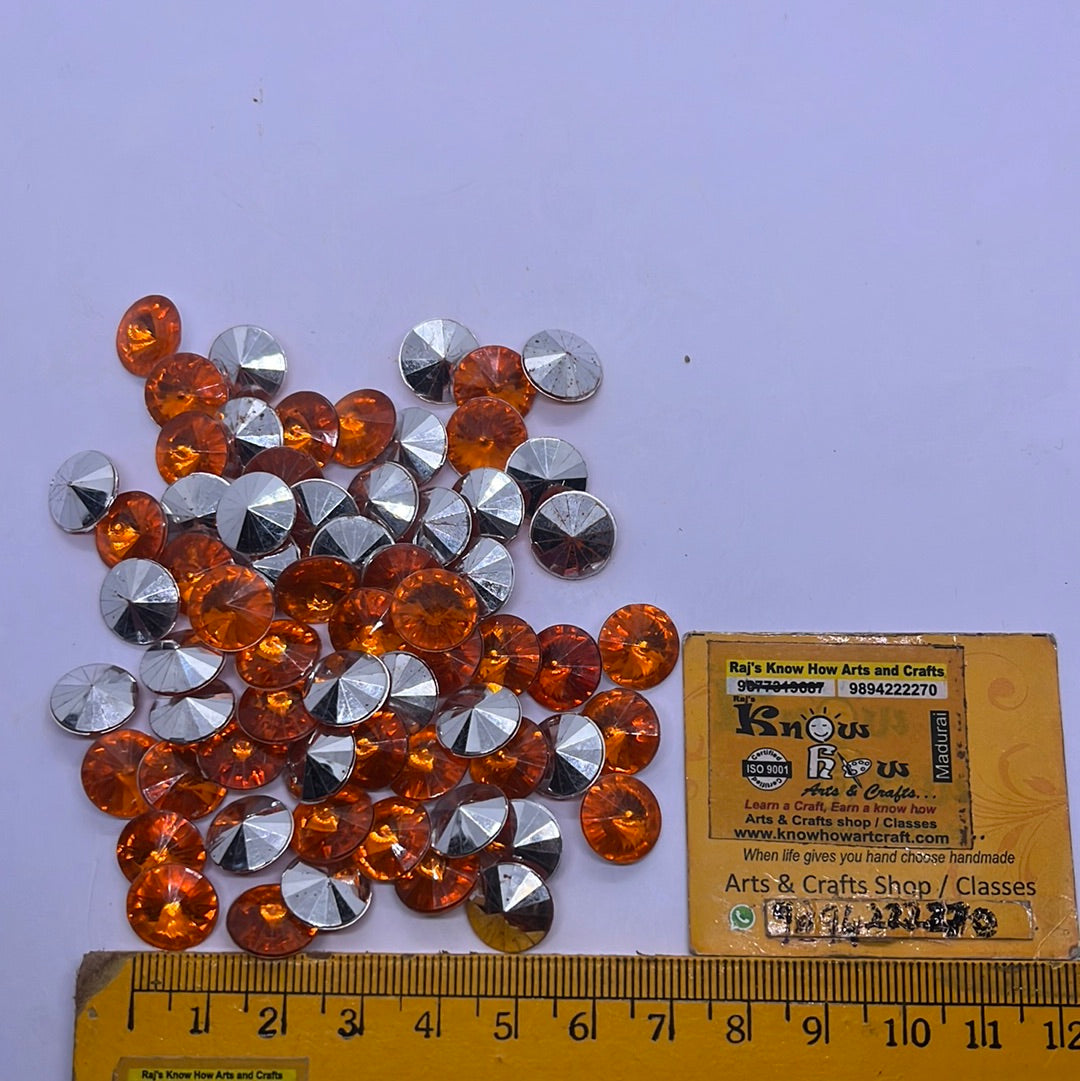 12mm Acrylic Diamond  -dark orange  - 10g 5