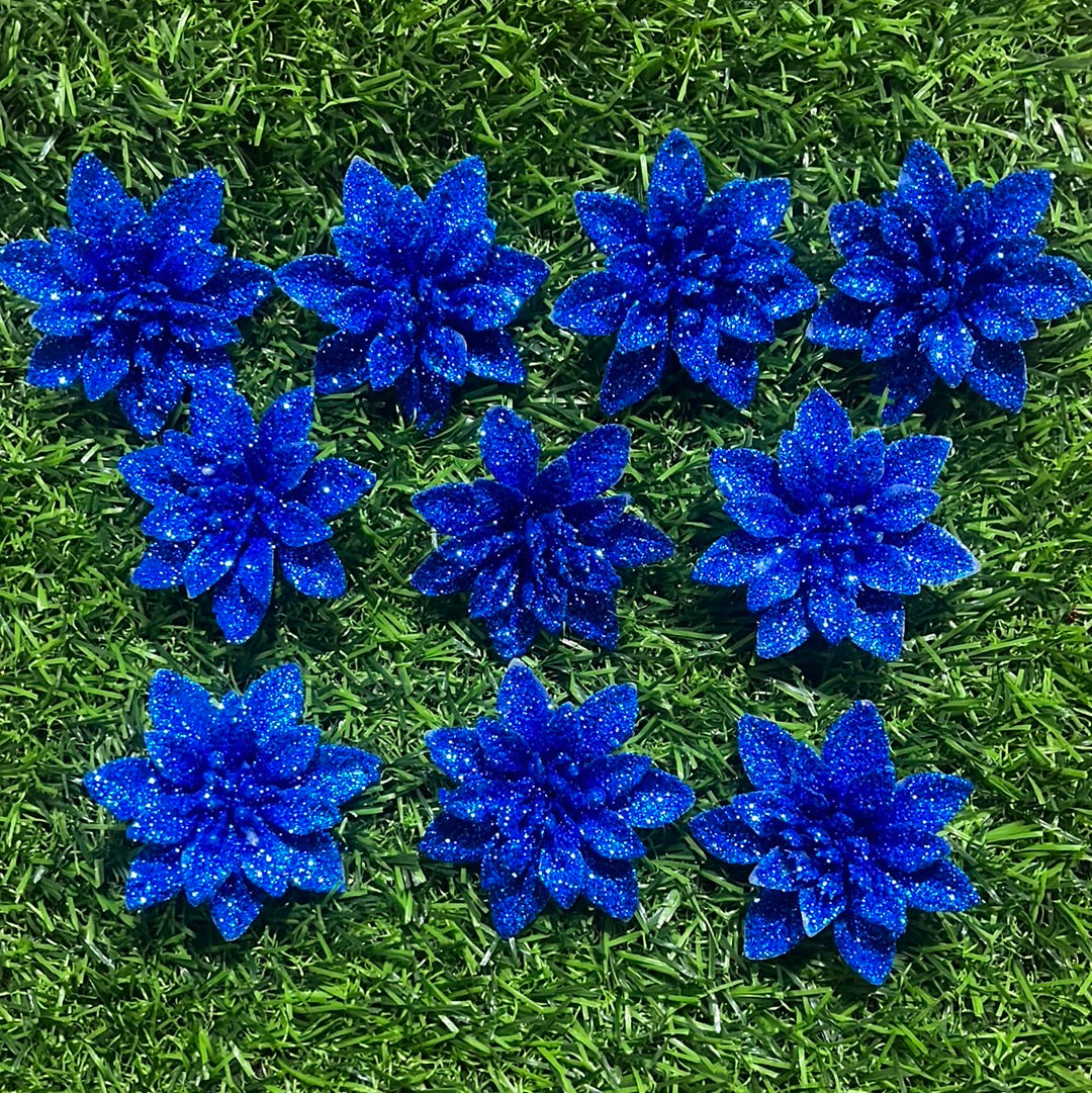 Blue Glitter flower 15/piece