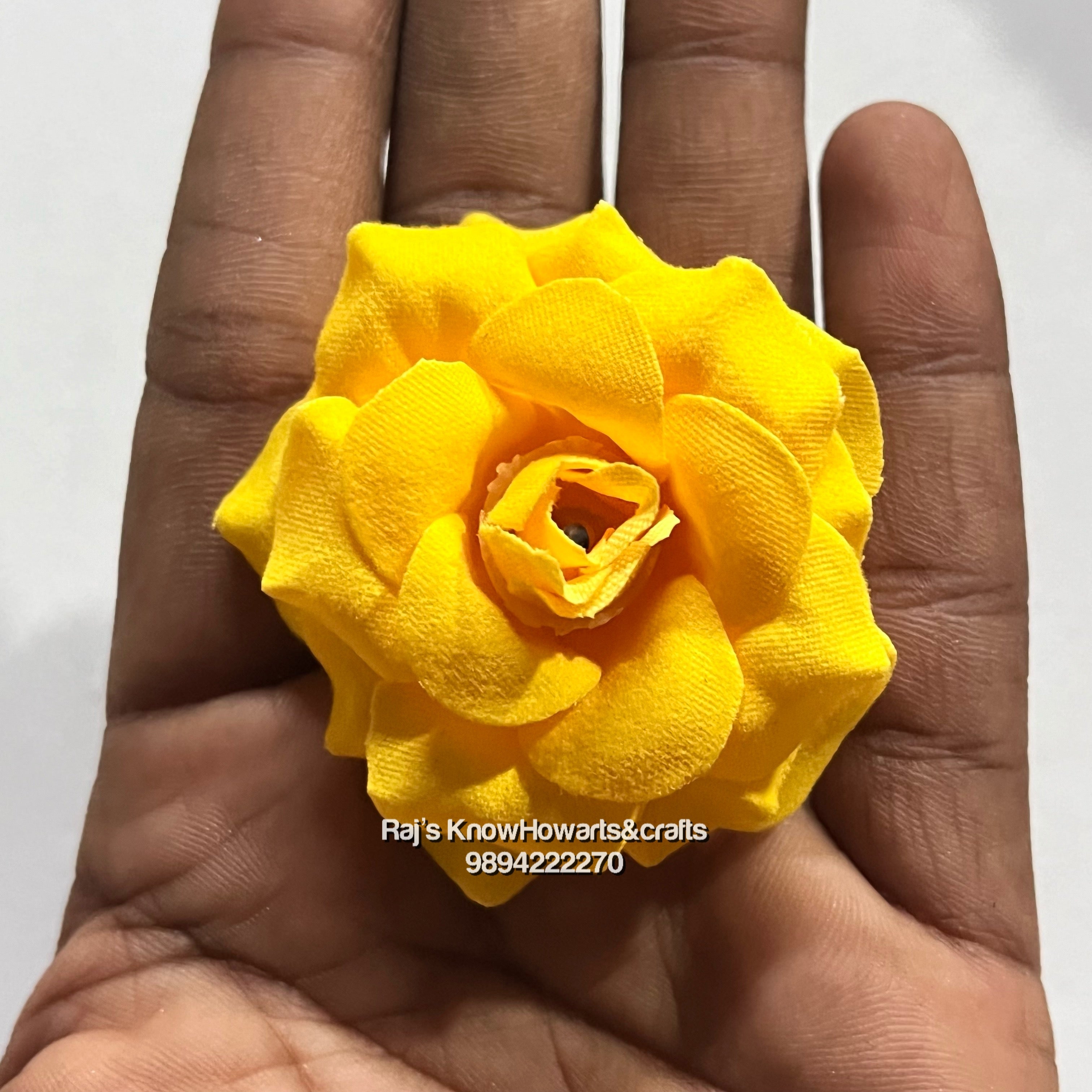 Small size Fabric Yellow rose - 10 pc in a pack