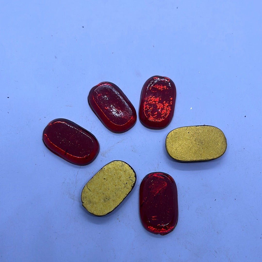 20MM Oval red  Tanjore Painting Jaipur Kundan stones-6 stones in a pack