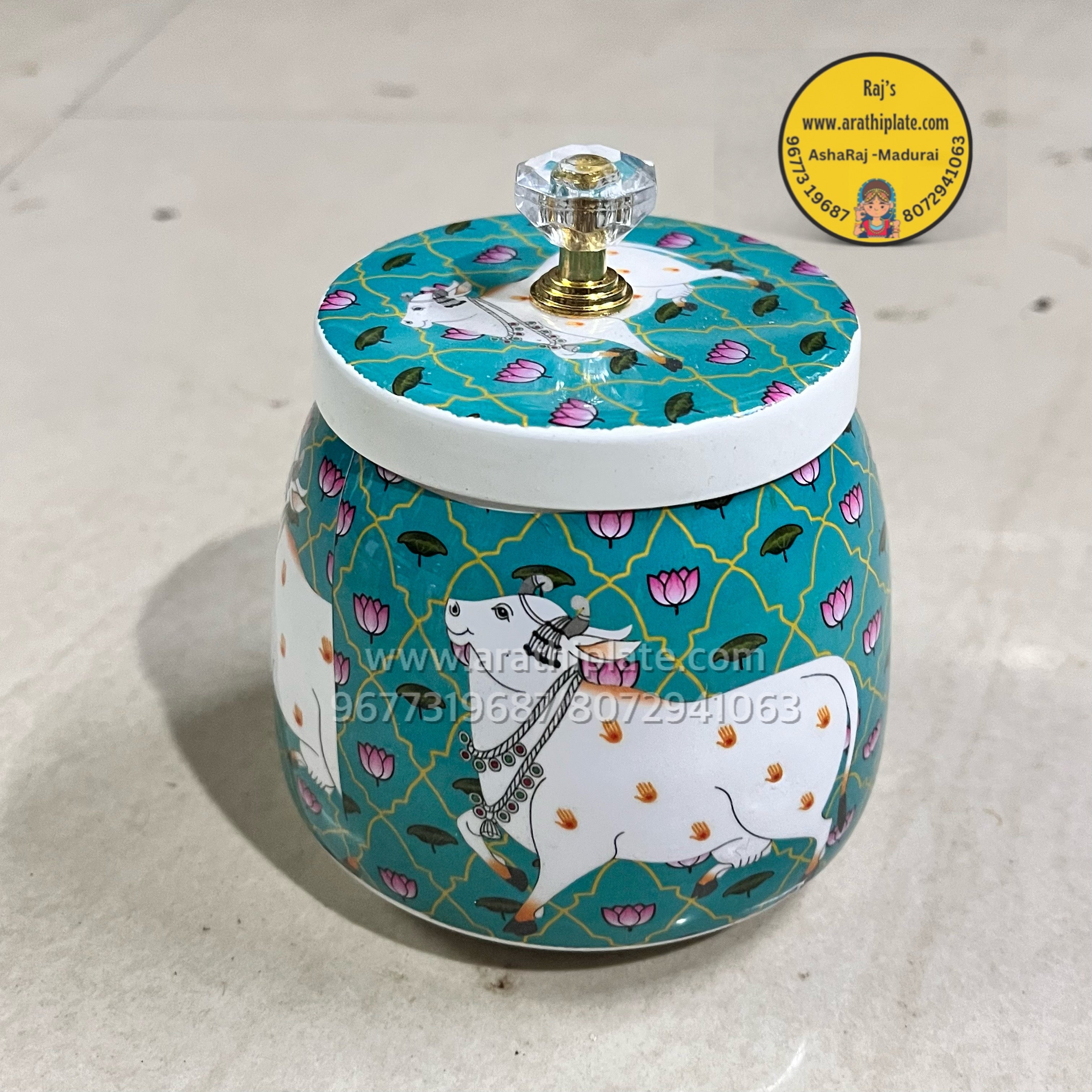 Assorted Pichwai cow printed jar -1 piece