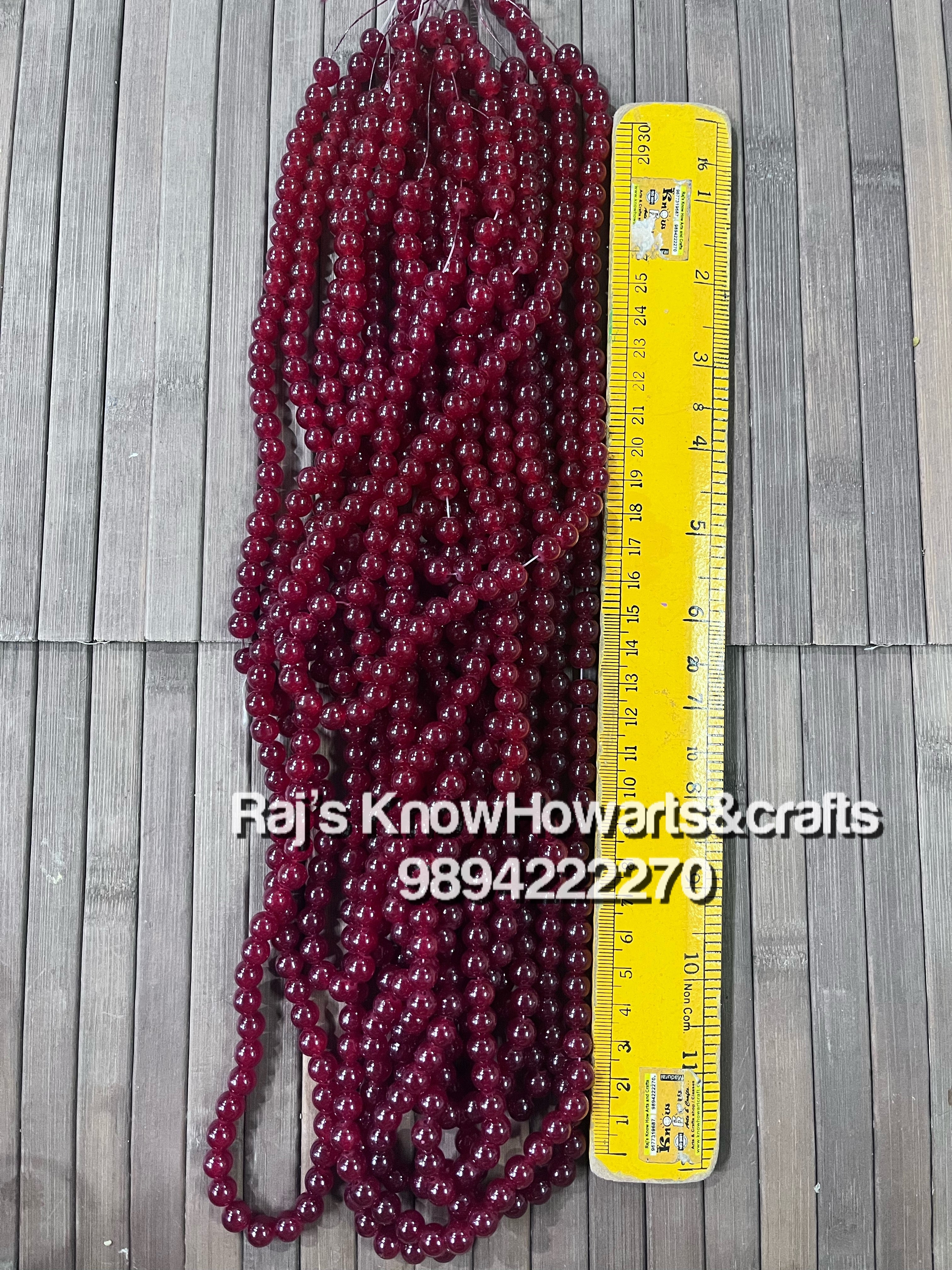 Bracelet beads maroon color 8mm - 1 line