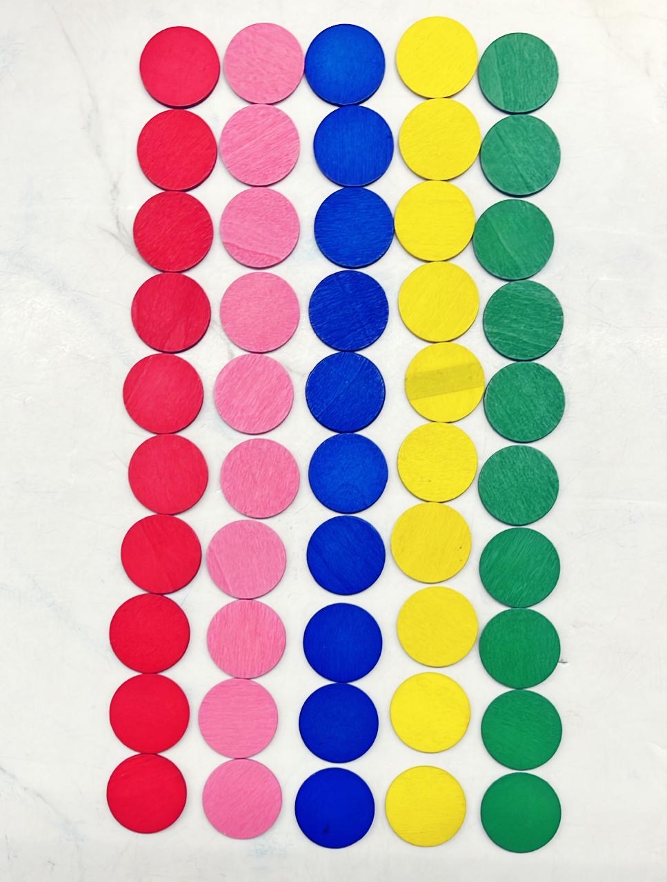 Craft wood coin colour 50piece 25mmx1.5m in a 1pack/MG6405