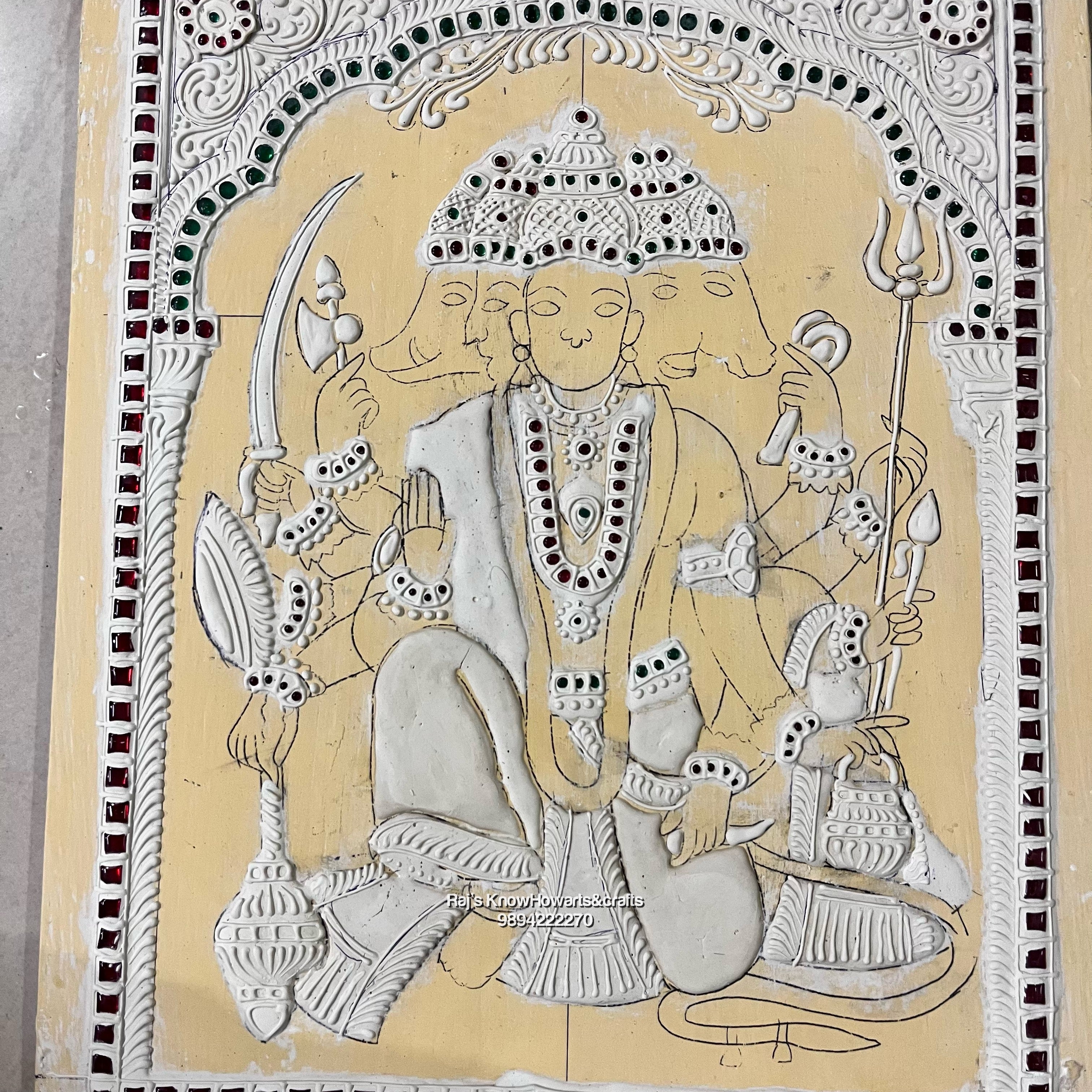 Panchmukhi Hanuman  Semi finished muck board  12 x 15 -1 board