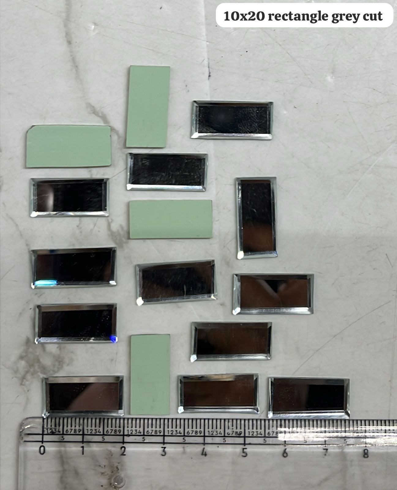 10x20 mmrectangle  Grey cut stones 50pcs pack