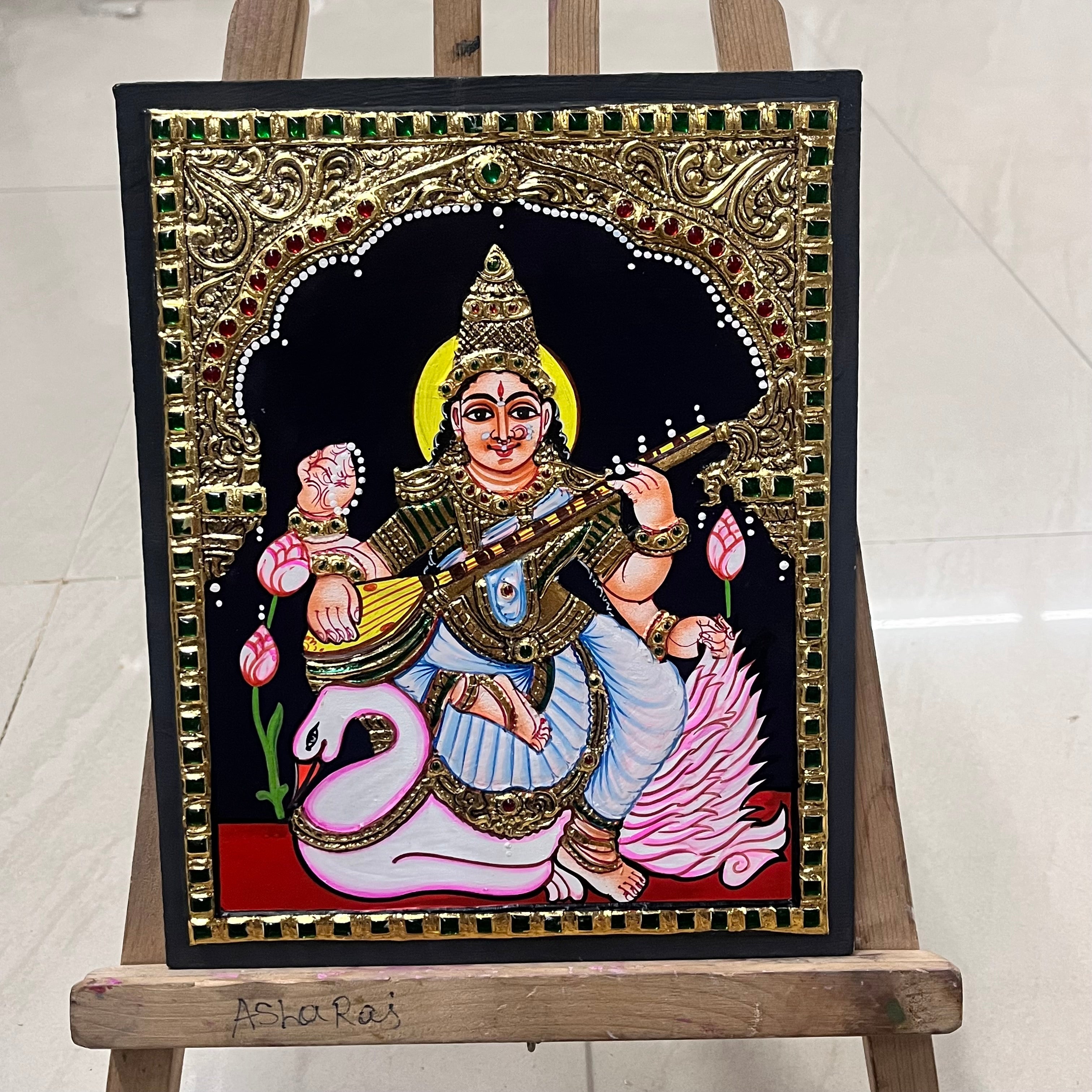 Saraswathi Tanjore painting 8x10(15days delivery form payment date)-1pack