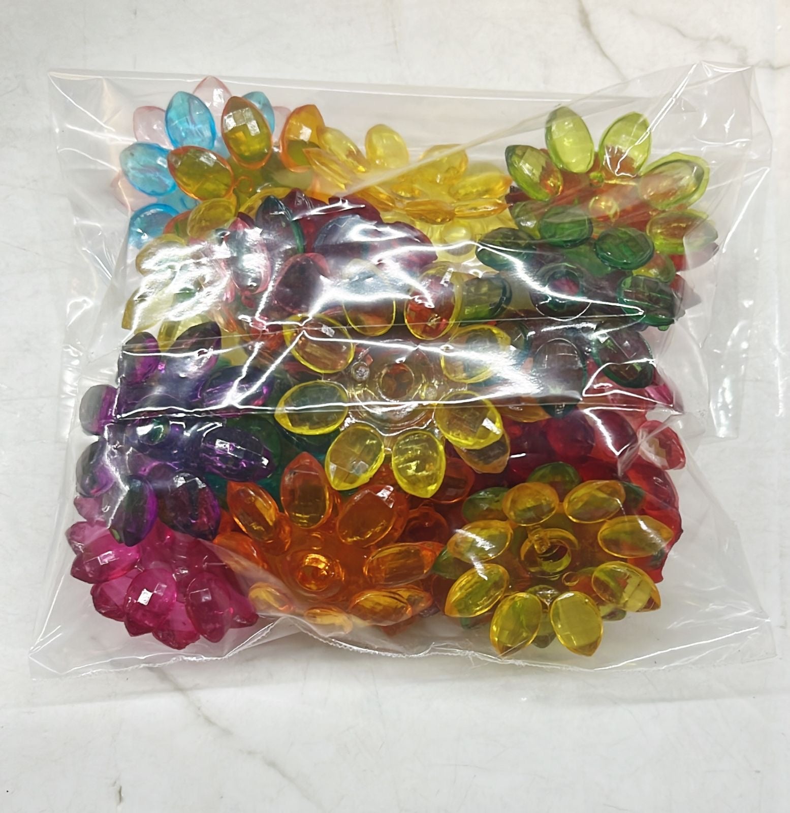Acrylic  plastic color flower multicolour beads -100g pack