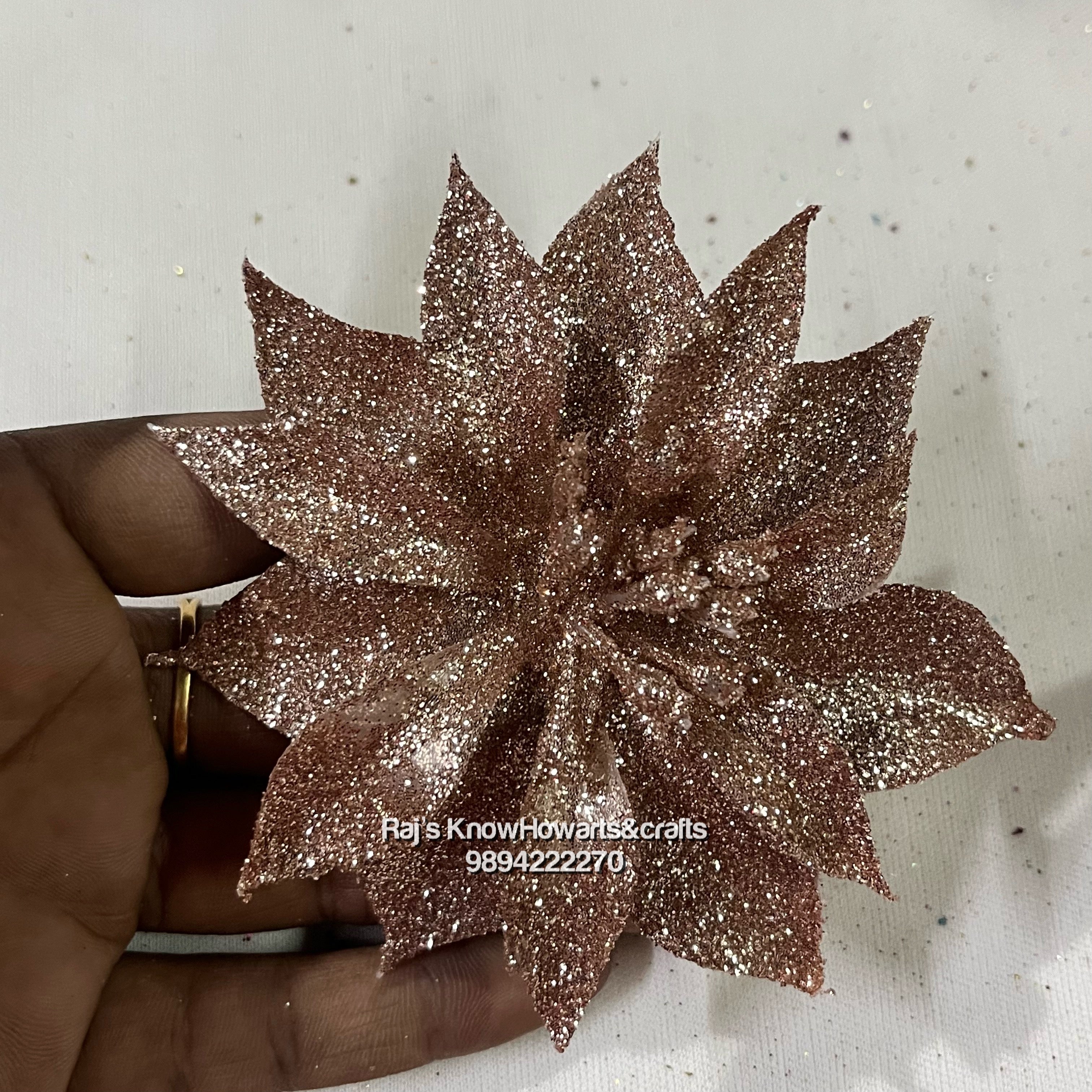 Copper  Glitter flower - 2 pc