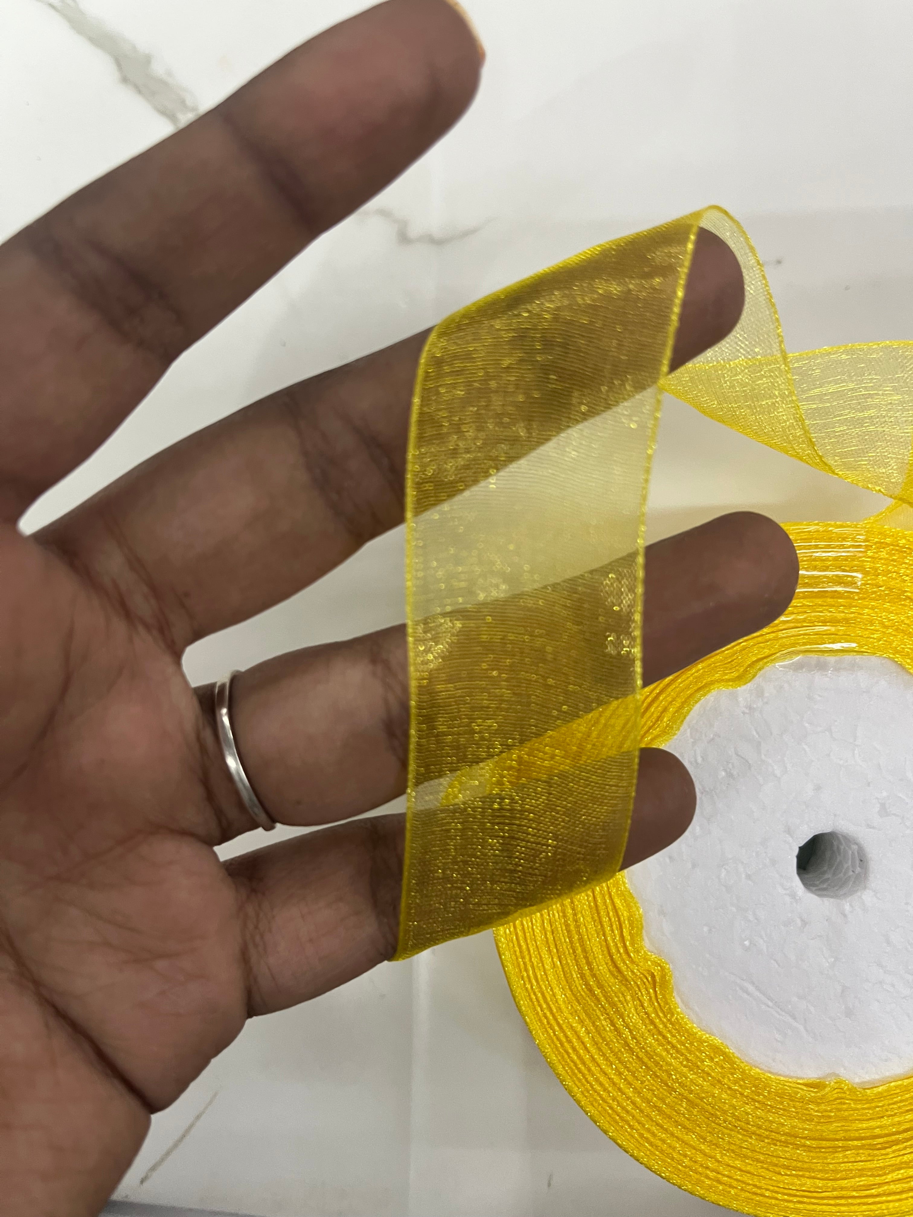 Yellow organza ribbon 1 inch