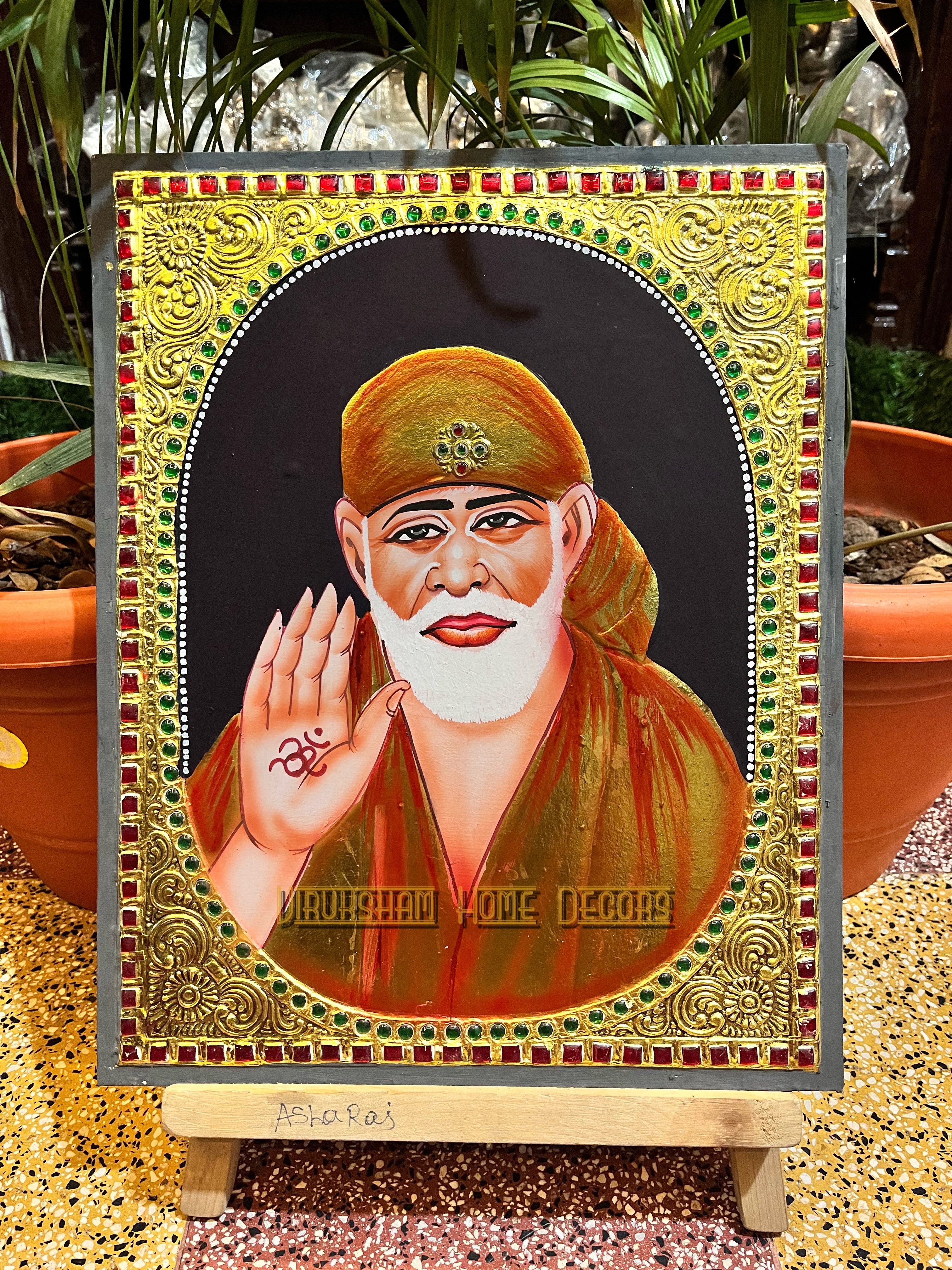 Saibaba 12x15  Tanjore painting -1 board(15 days delivery time)without frame