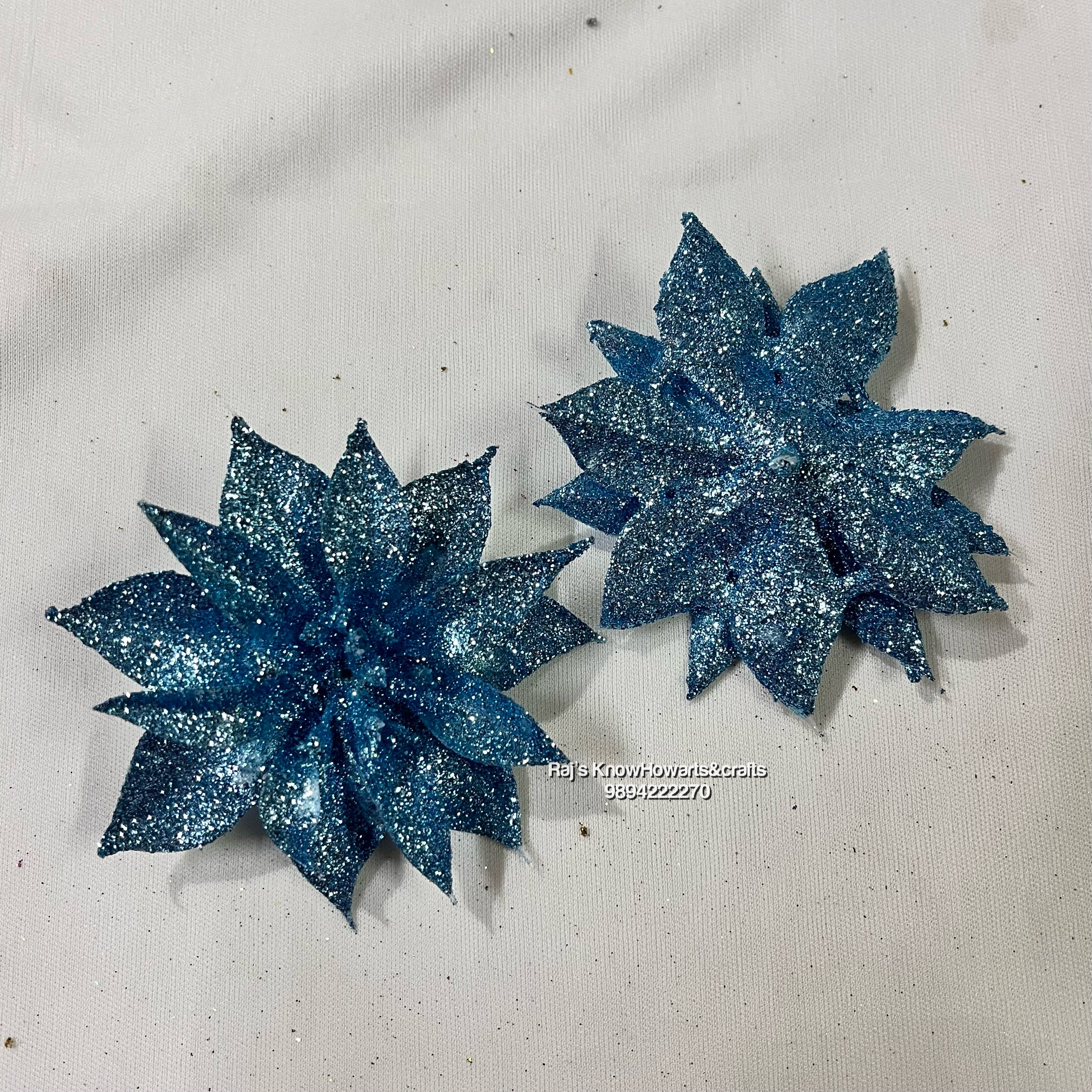 Blue Glitter flower - 2 pc