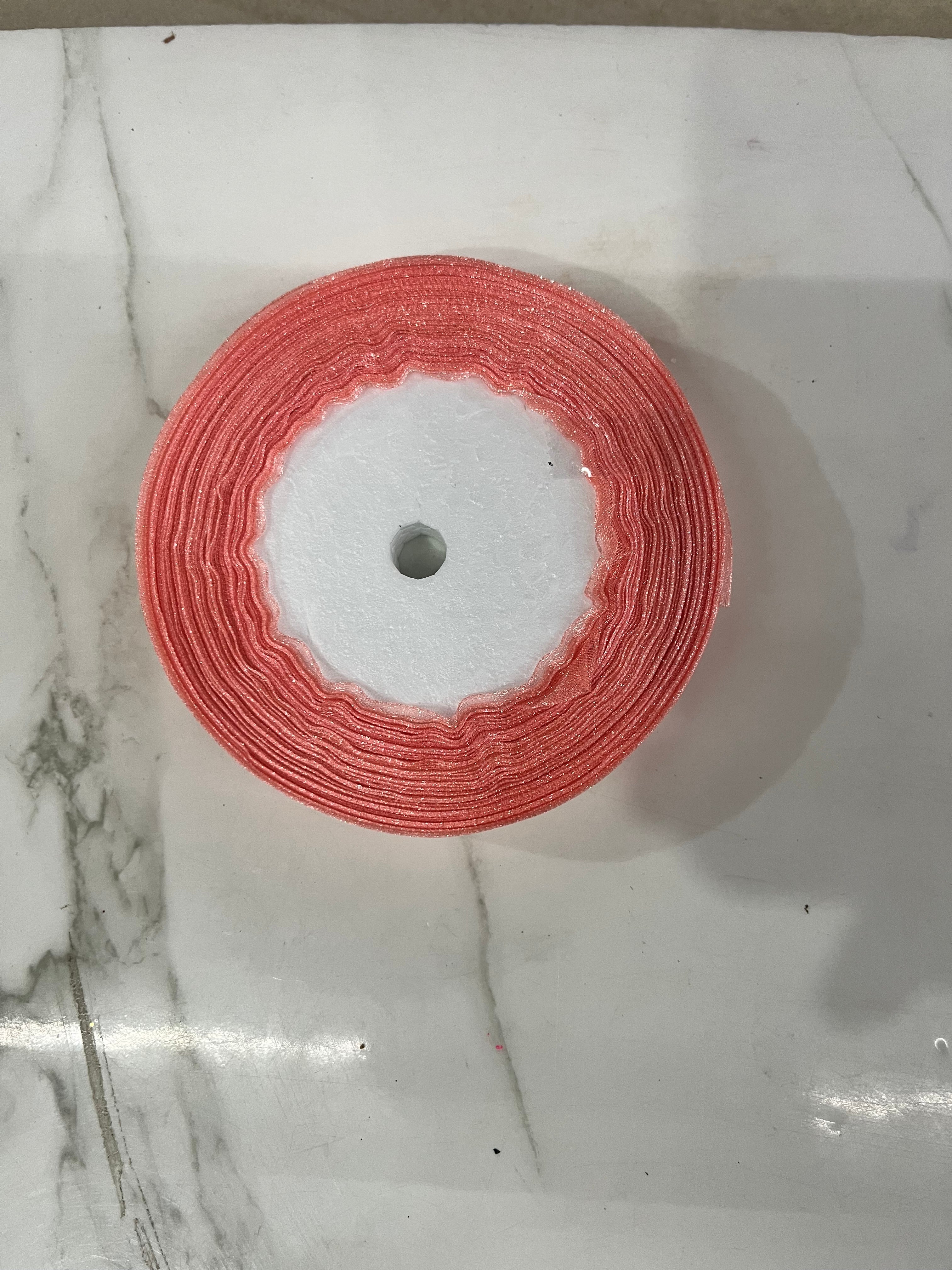 Peach Half inch organza ribbon