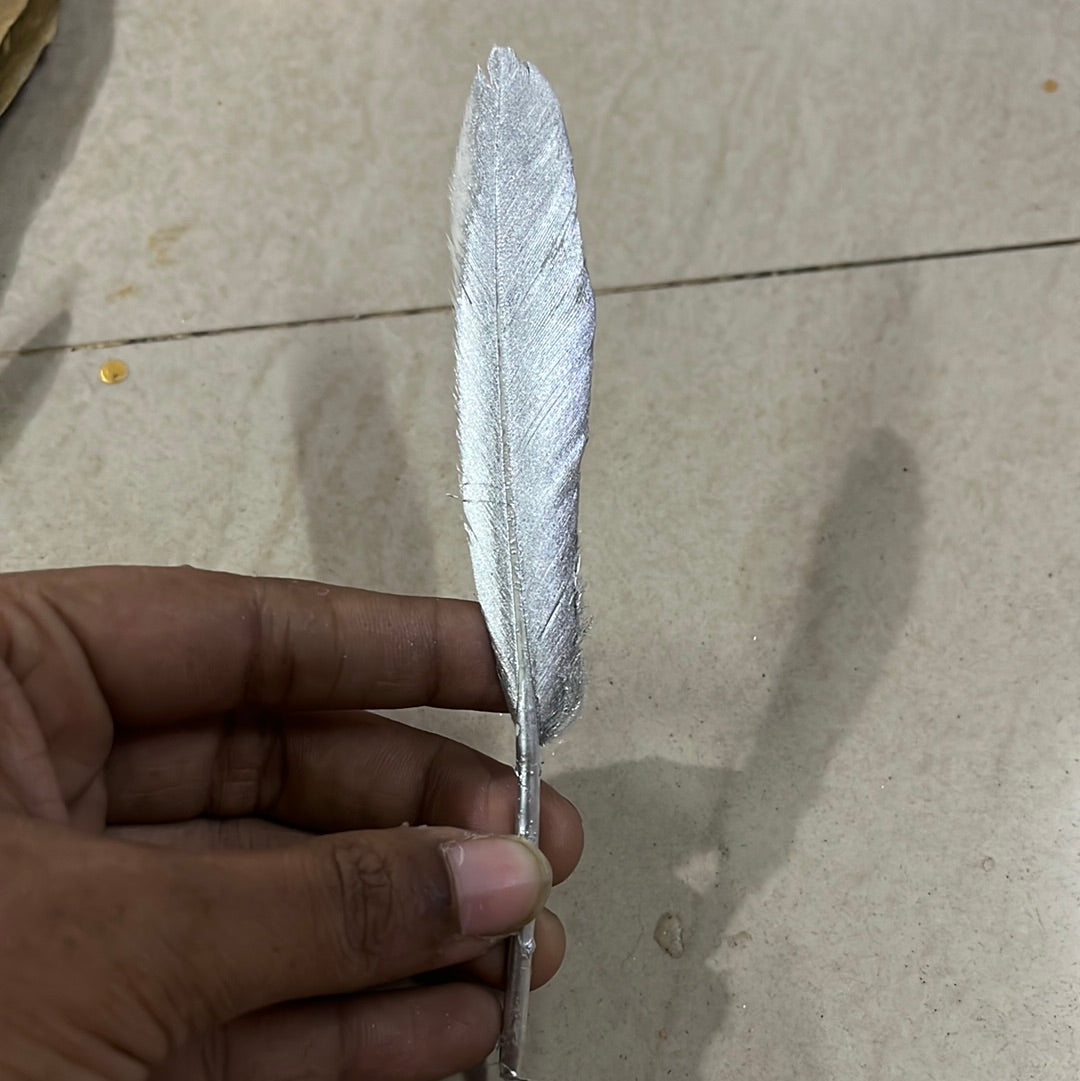 Goose silver craft feathers small size