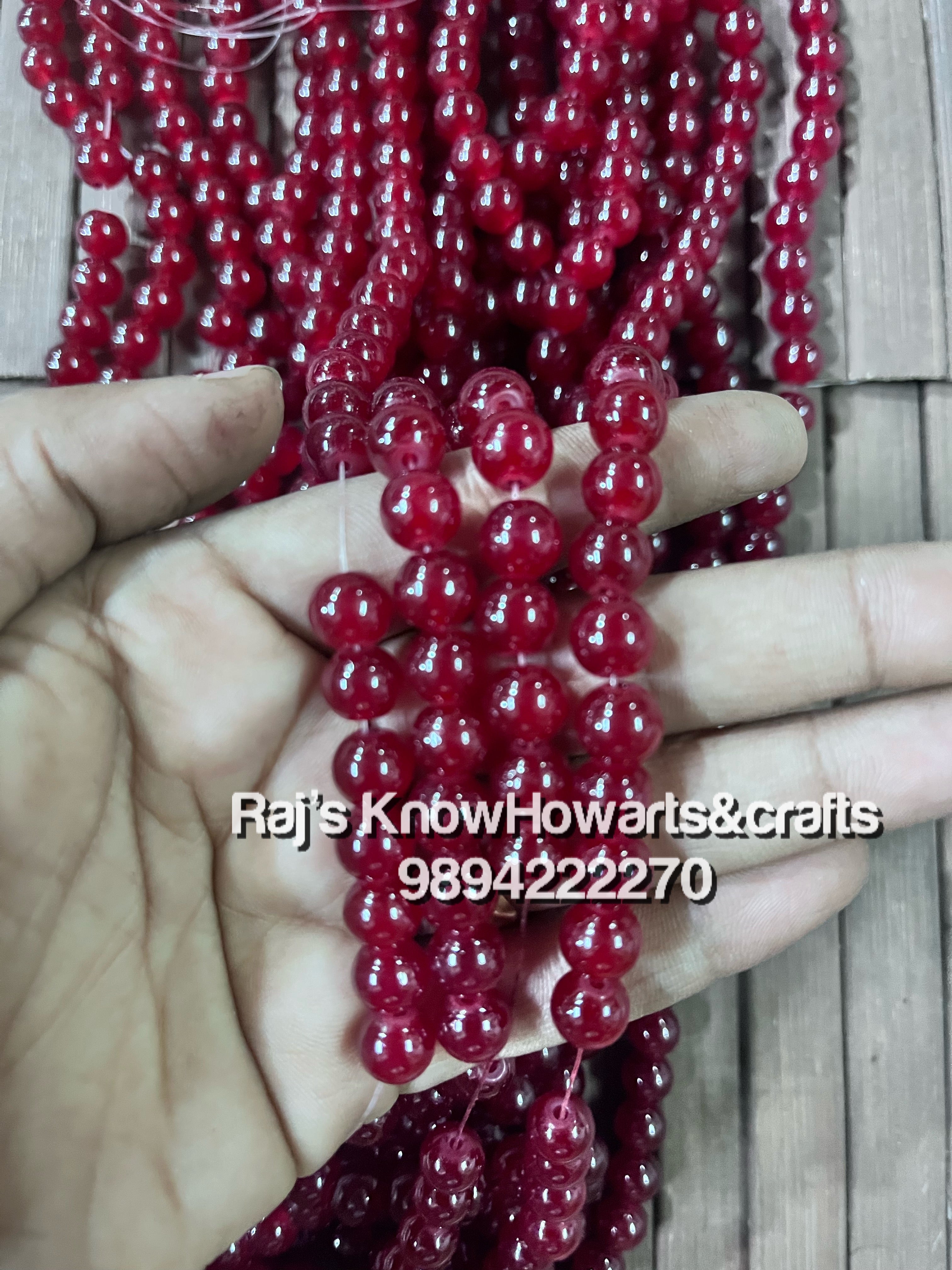 Bracelet beads maroon color 8mm - 1 line