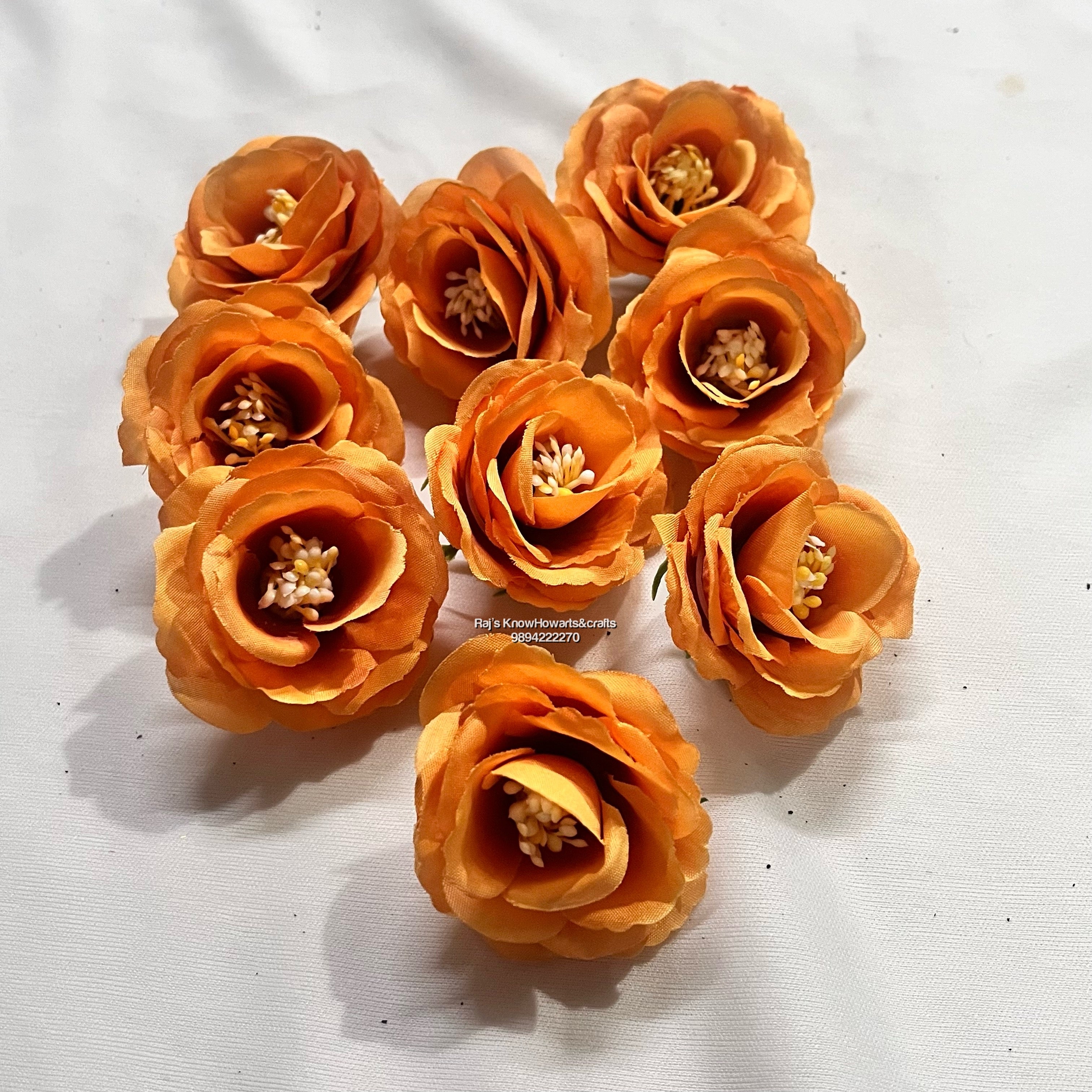 Rose With Pollens Orange- 10 piece in a Pack