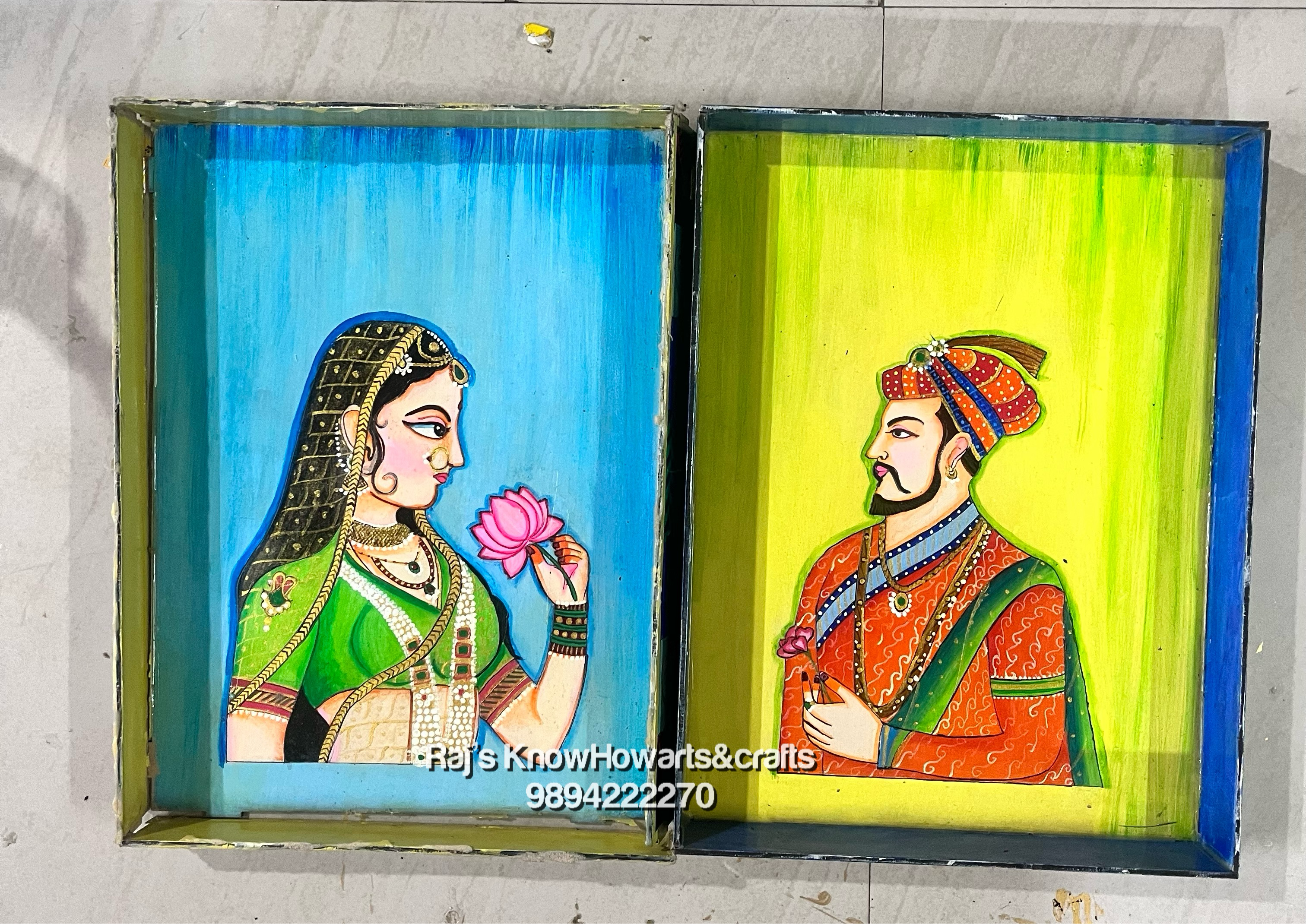 Colourful jharokha painting raja rani