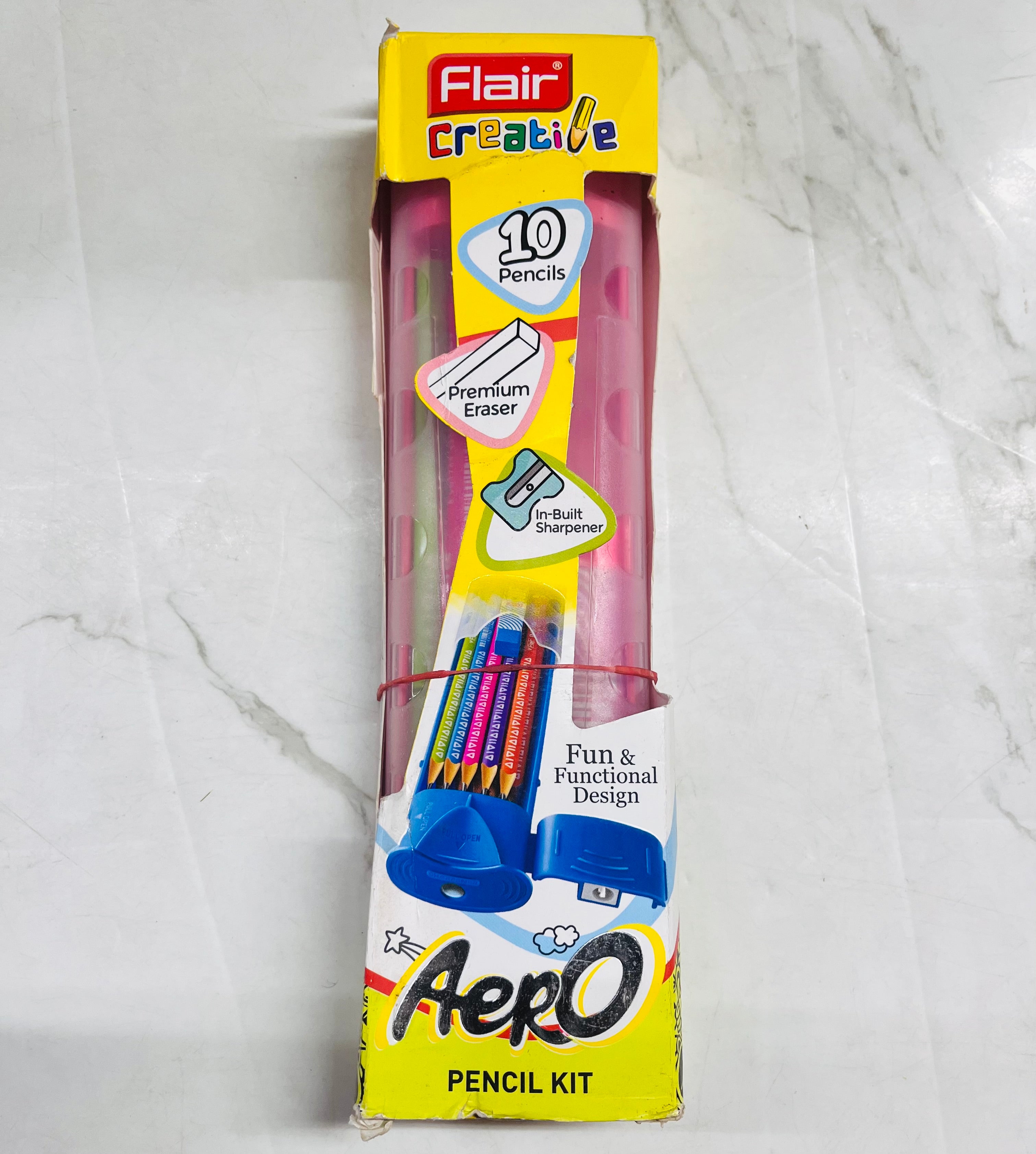 Flair aero pencil kit-1pack (10pencils 1 in built sharpener 1eraser include this pack )