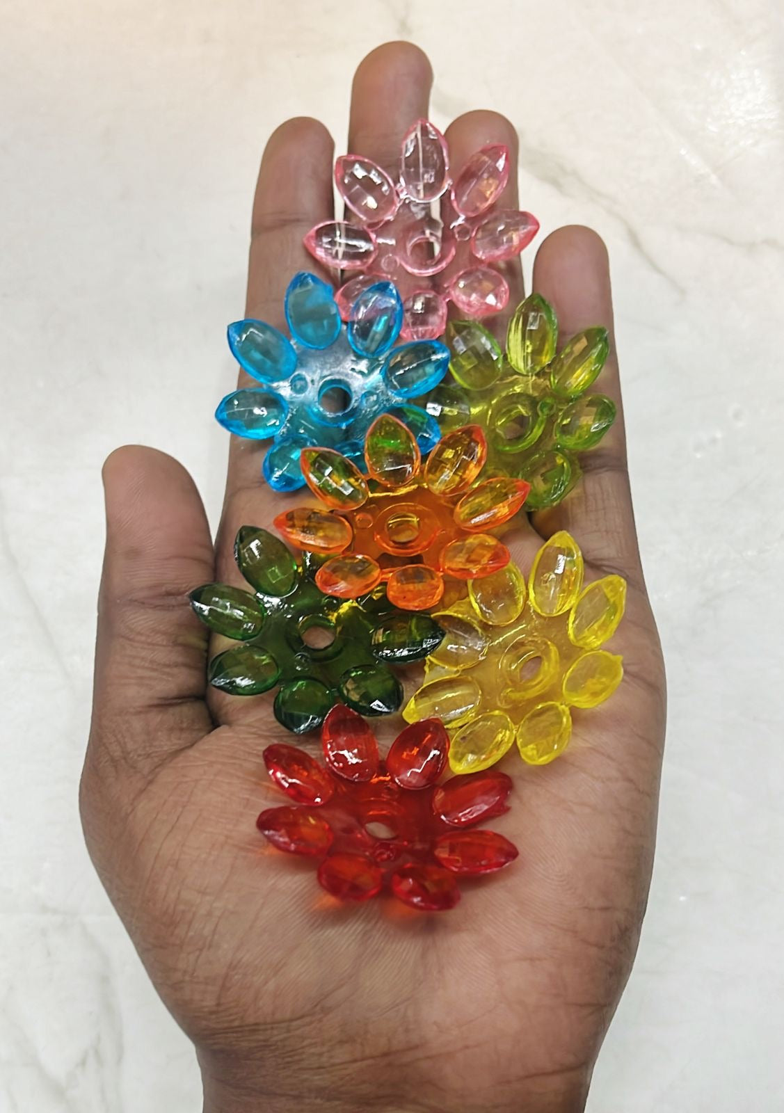 Acrylic  plastic color flower multicolour beads -100g pack
