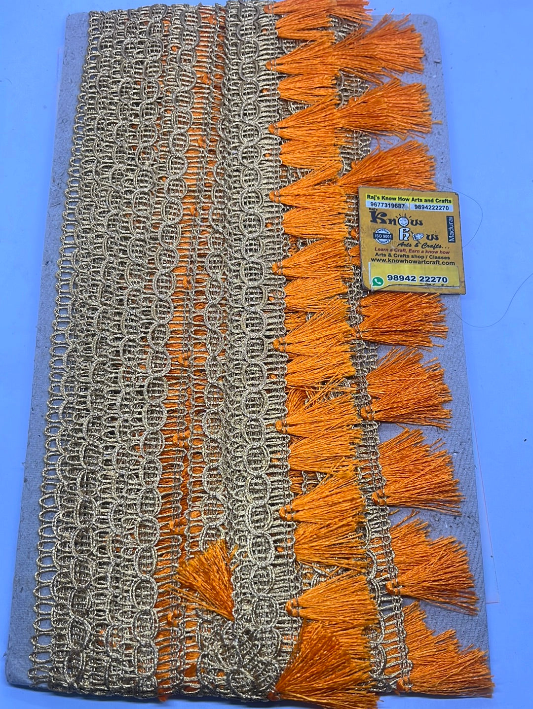 Bright dark orange   golden punch  lace - 1 meter