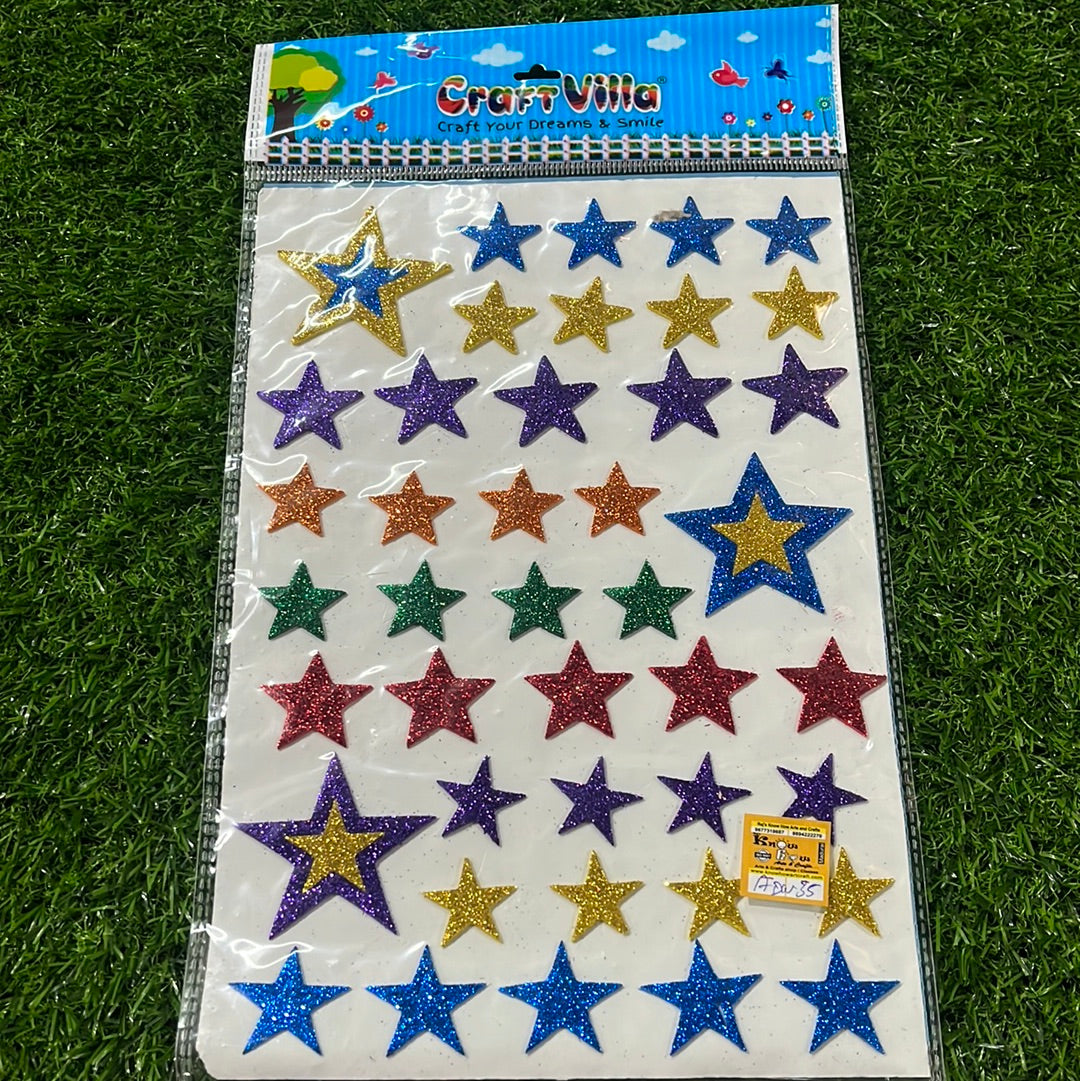 Star Glitter stickers A4size-1 pack