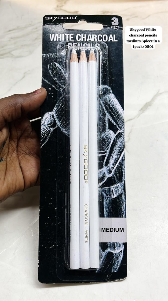 Skygood White charcoal pencils medium 3piece In a 1pack/0501