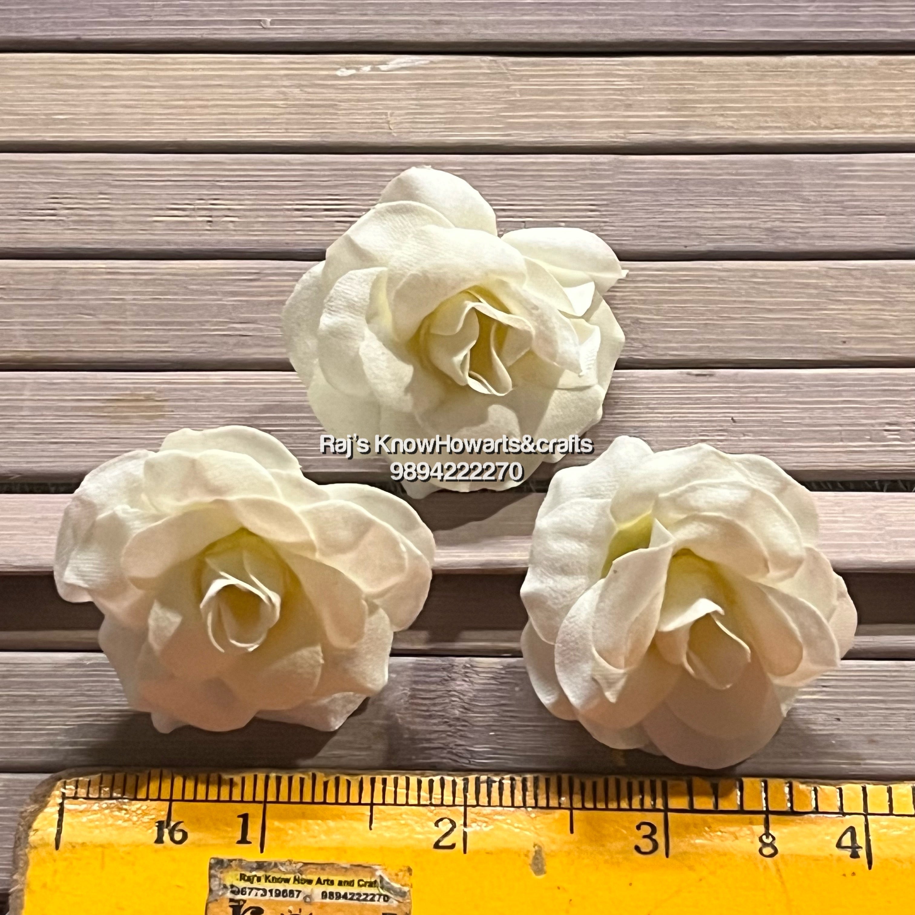 Small size Fabric white rose  - 10 pc in a pack