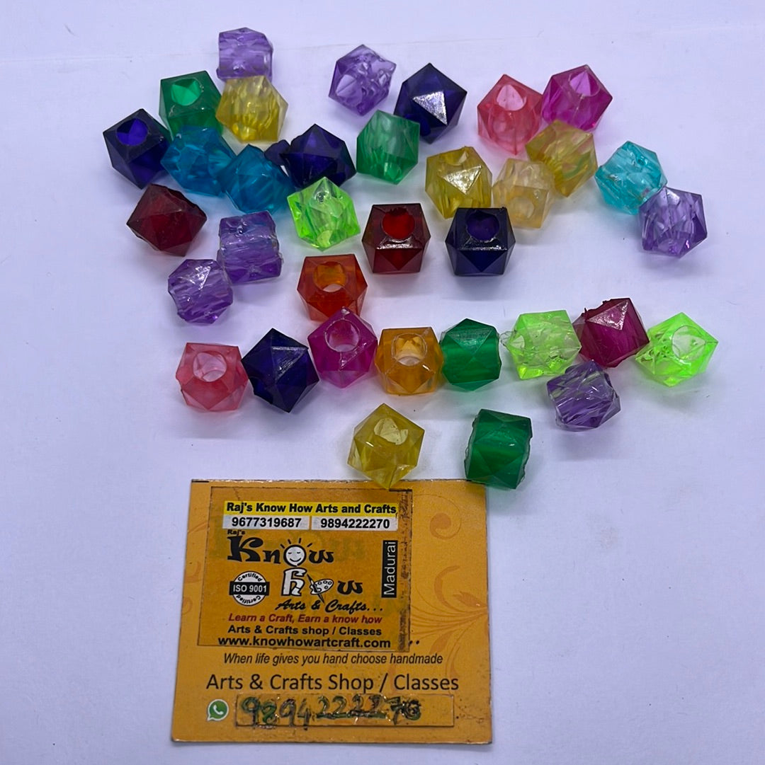 Acrylic  plastic    Multicoloured small beads -50g in a pack