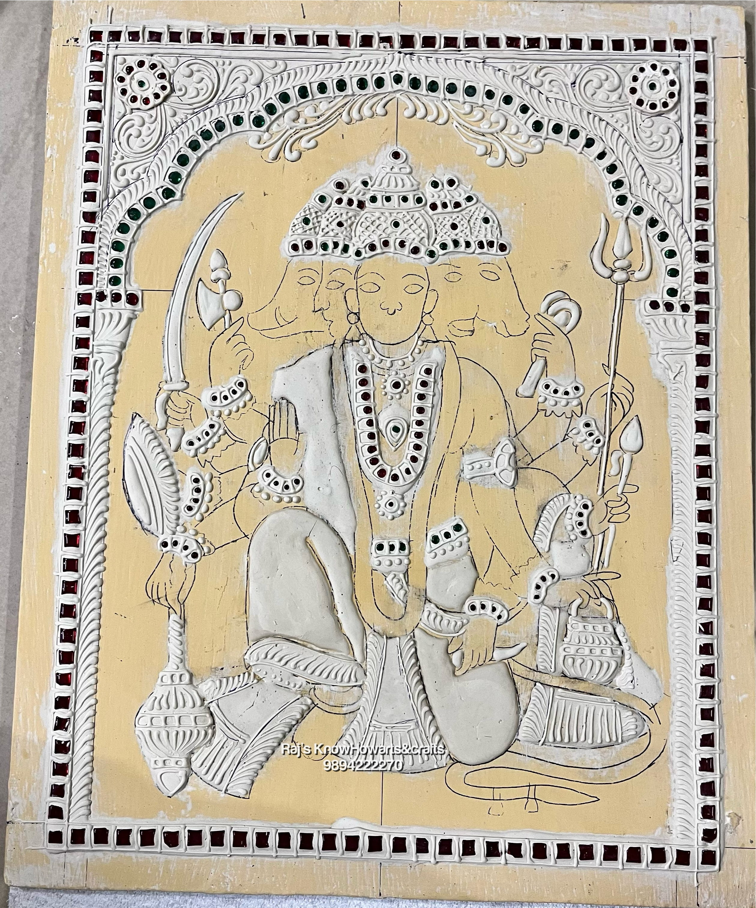 Panchmukhi Hanuman  Semi finished muck board  12 x 15 -1 board