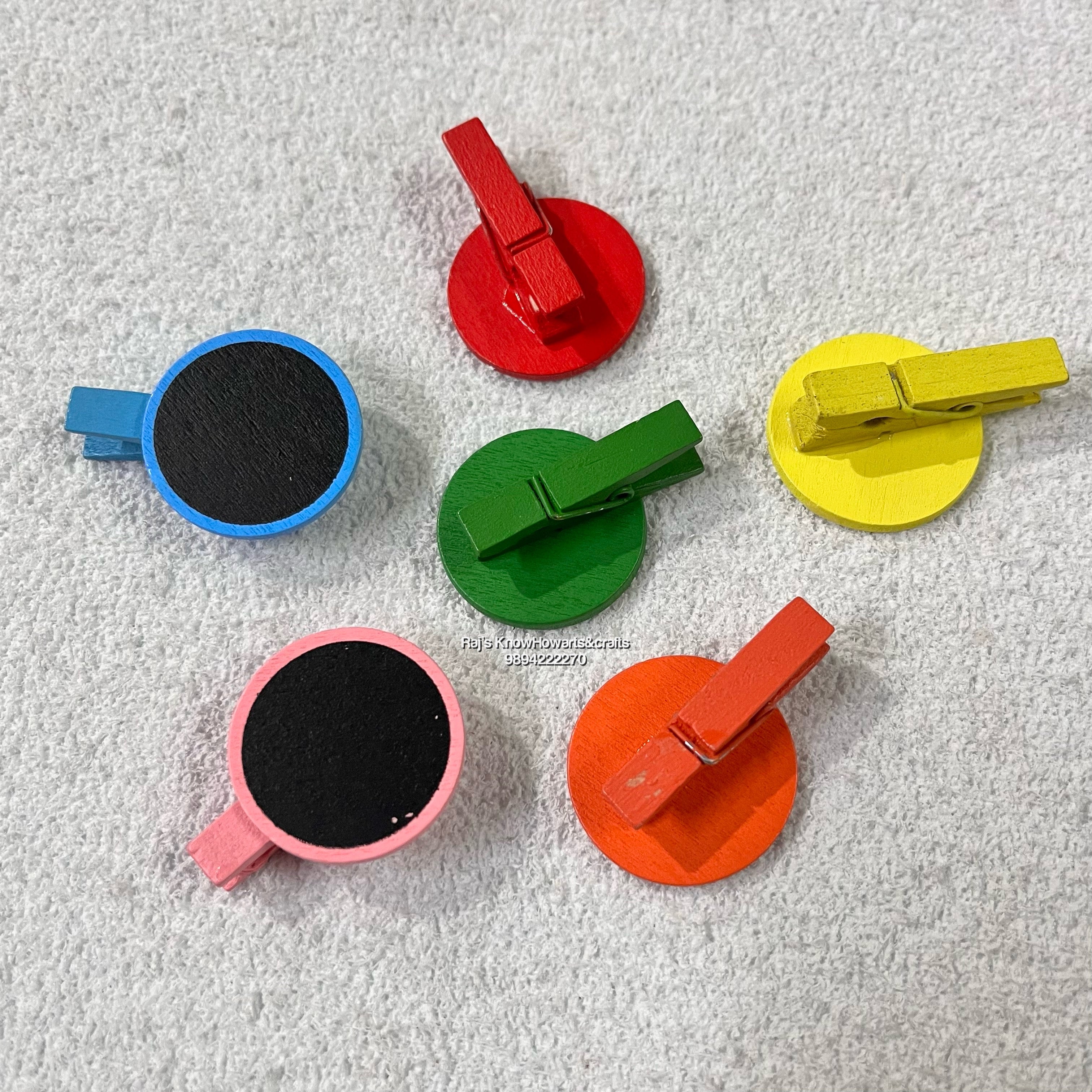 WOODEN Colour BOARD CLIP -6 PC COLOUR