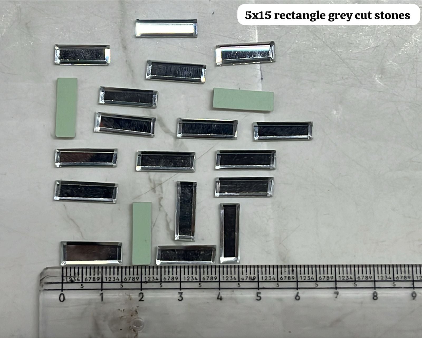 5x15 mm rectangle  Grey cut stones 50pcs pack