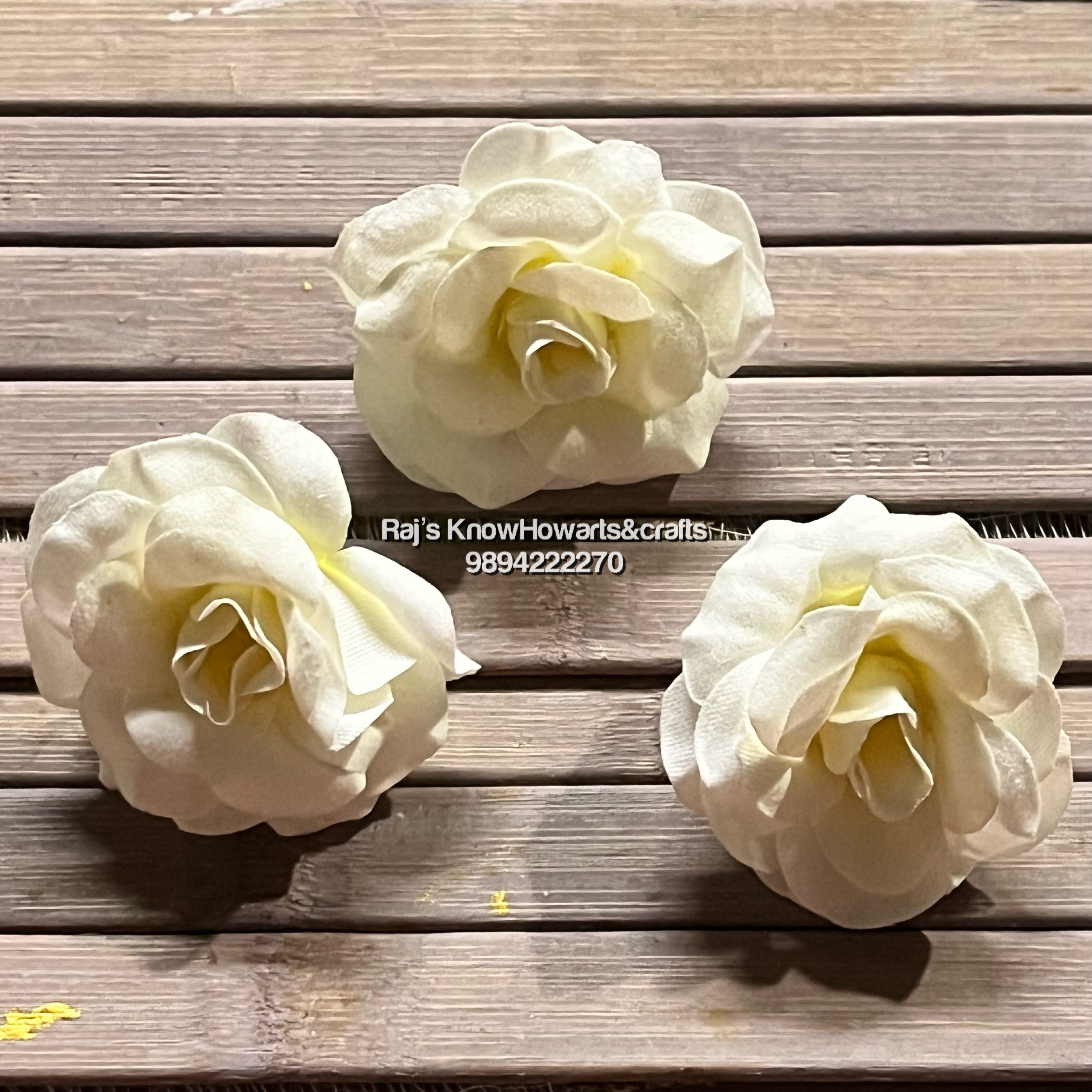 Small size Fabric white rose  - 10 pc in a pack