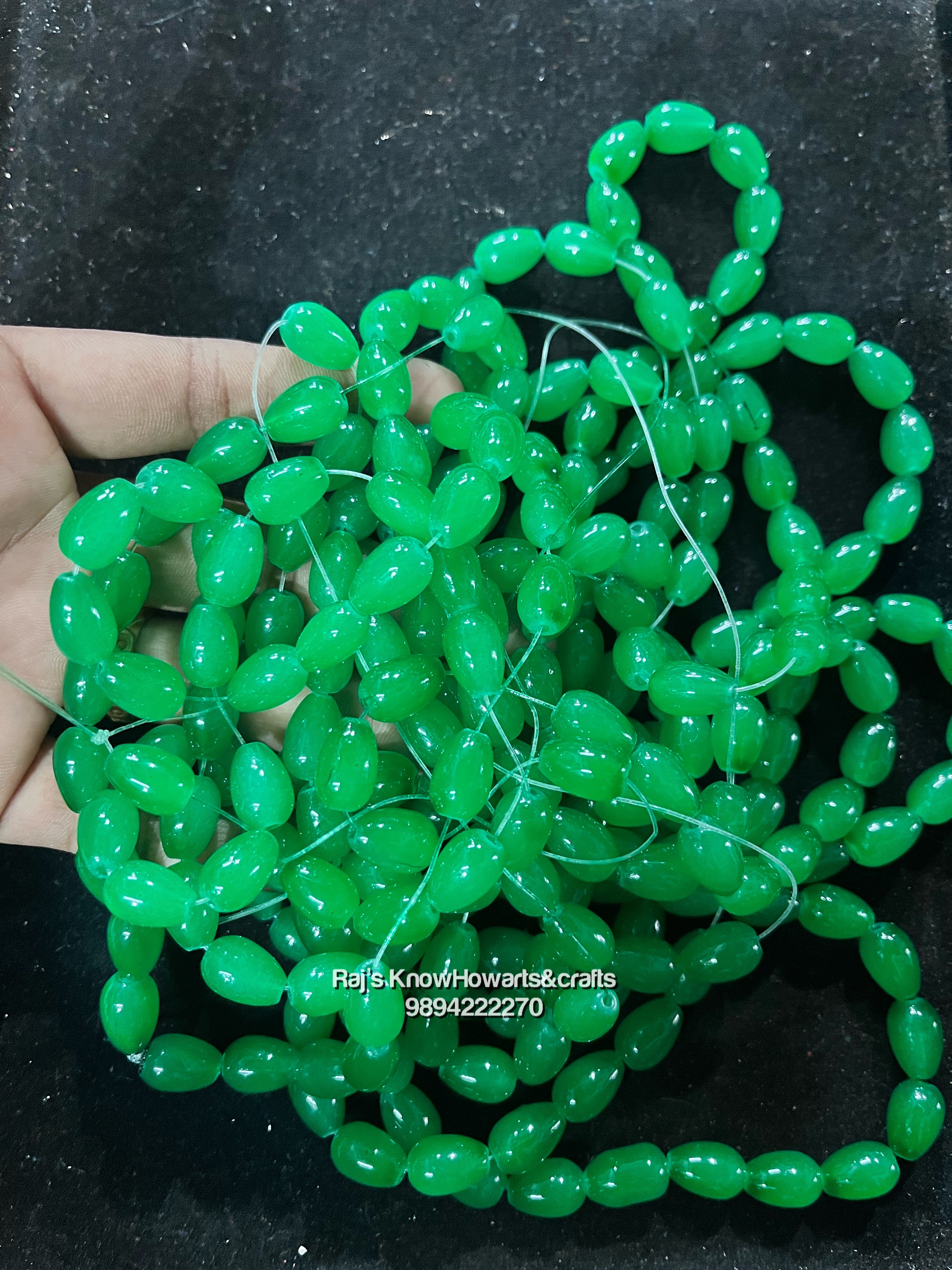 Bracelet beads Emerald green  colour - 1 line