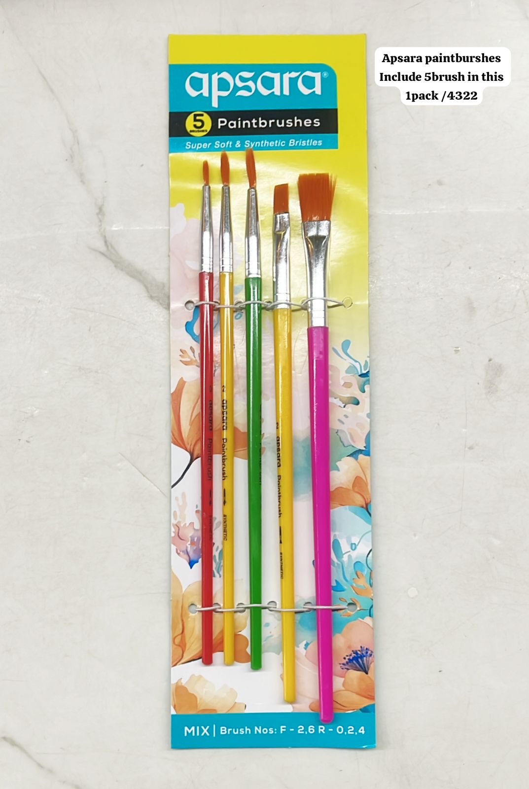 Apsara paint brushes include 5brush in this 1pack/4322