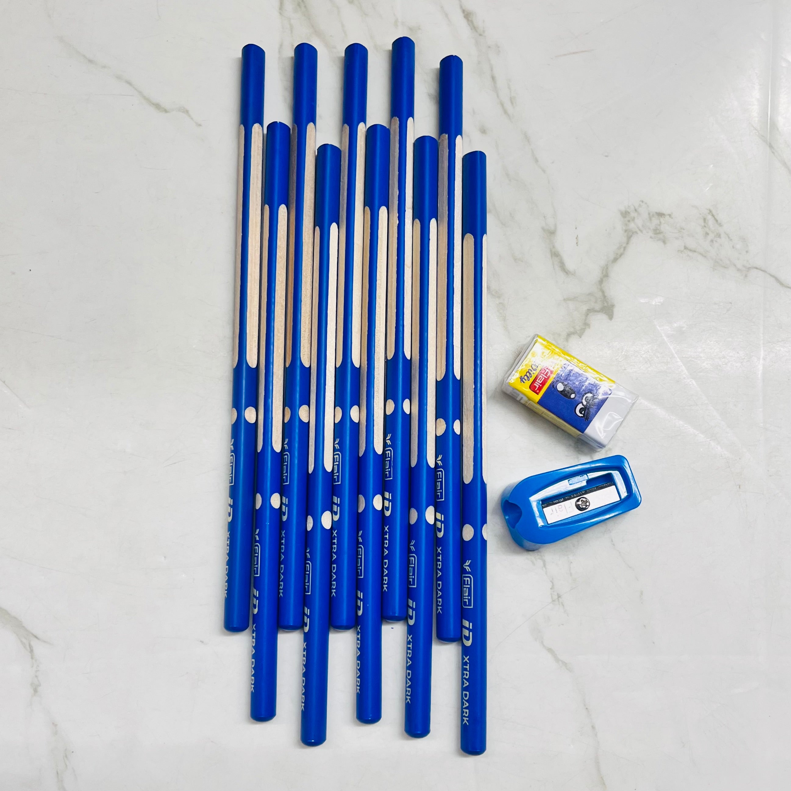 Flair ID extra dark pencils -1pack (10pencils 1sharpener 1eraser include this pack )