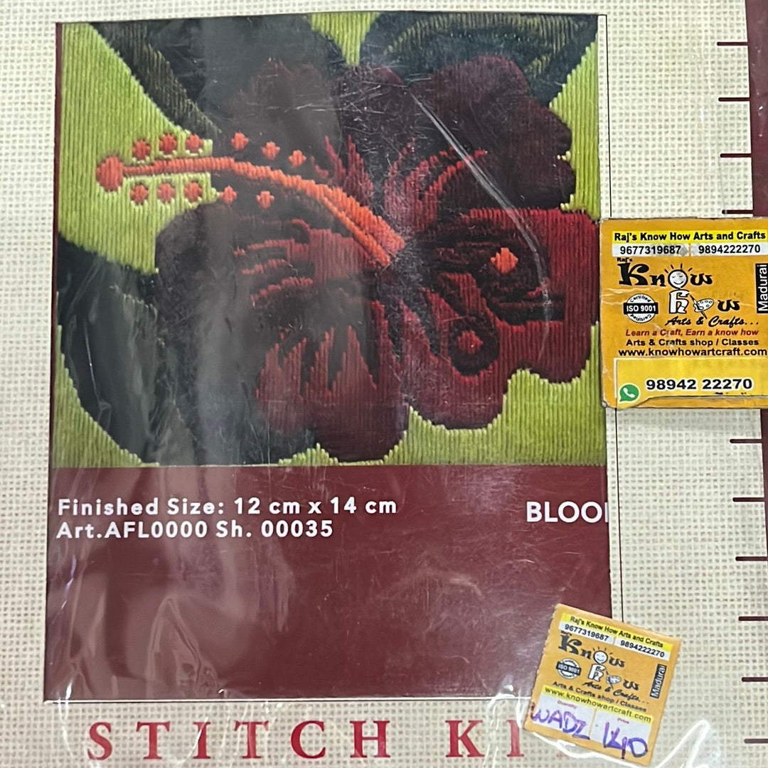 Anchor stitch embroidery kit bloom  finished size 12cm x 14cm