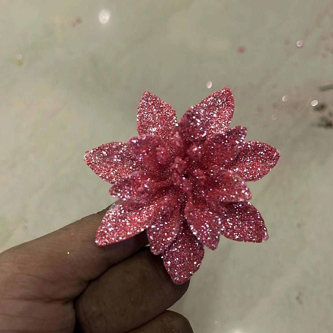 Pink Glitter flower - 1 pc