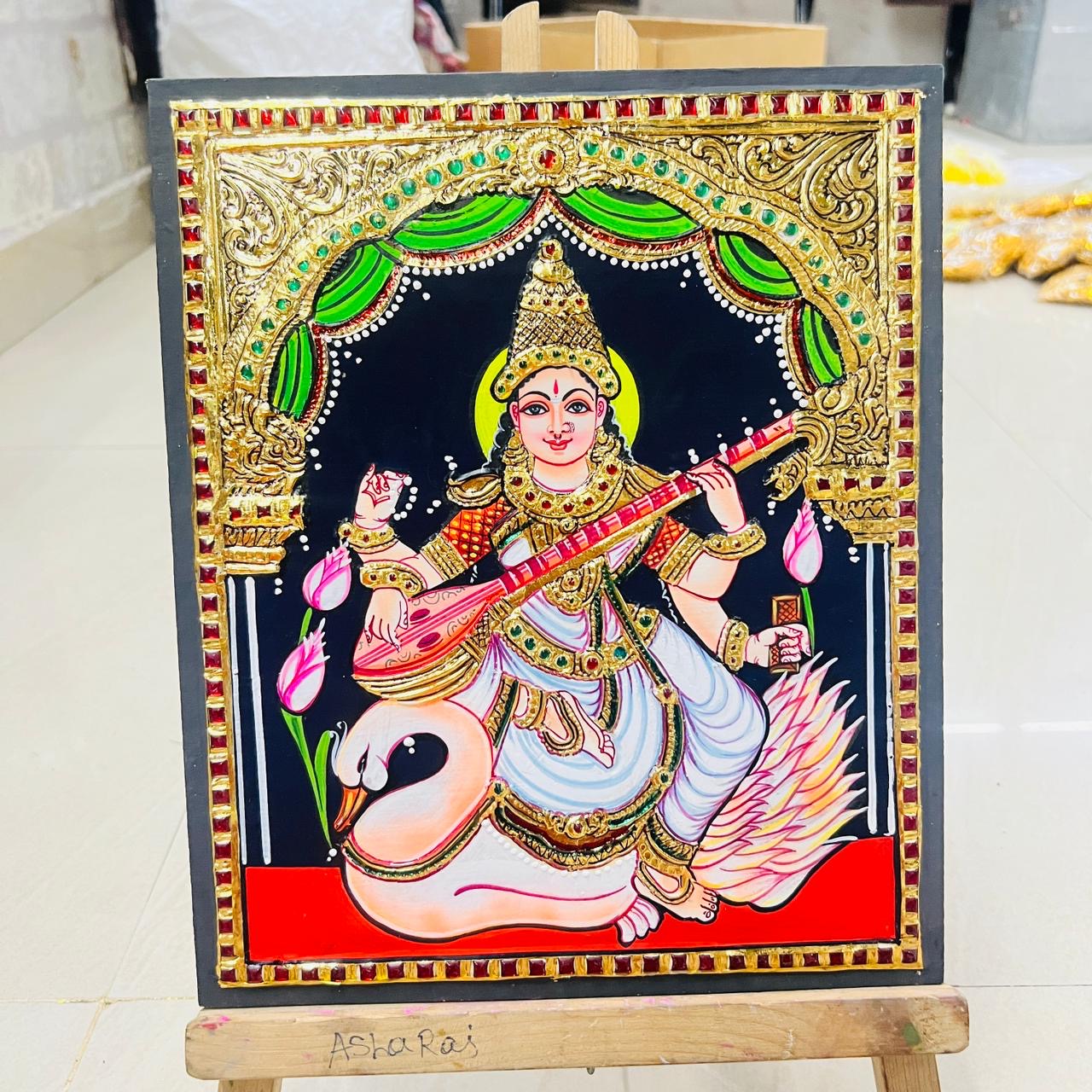 Saraswathi any 1pack Tanjore painting 10x12(15days delivery form payment date)1pack